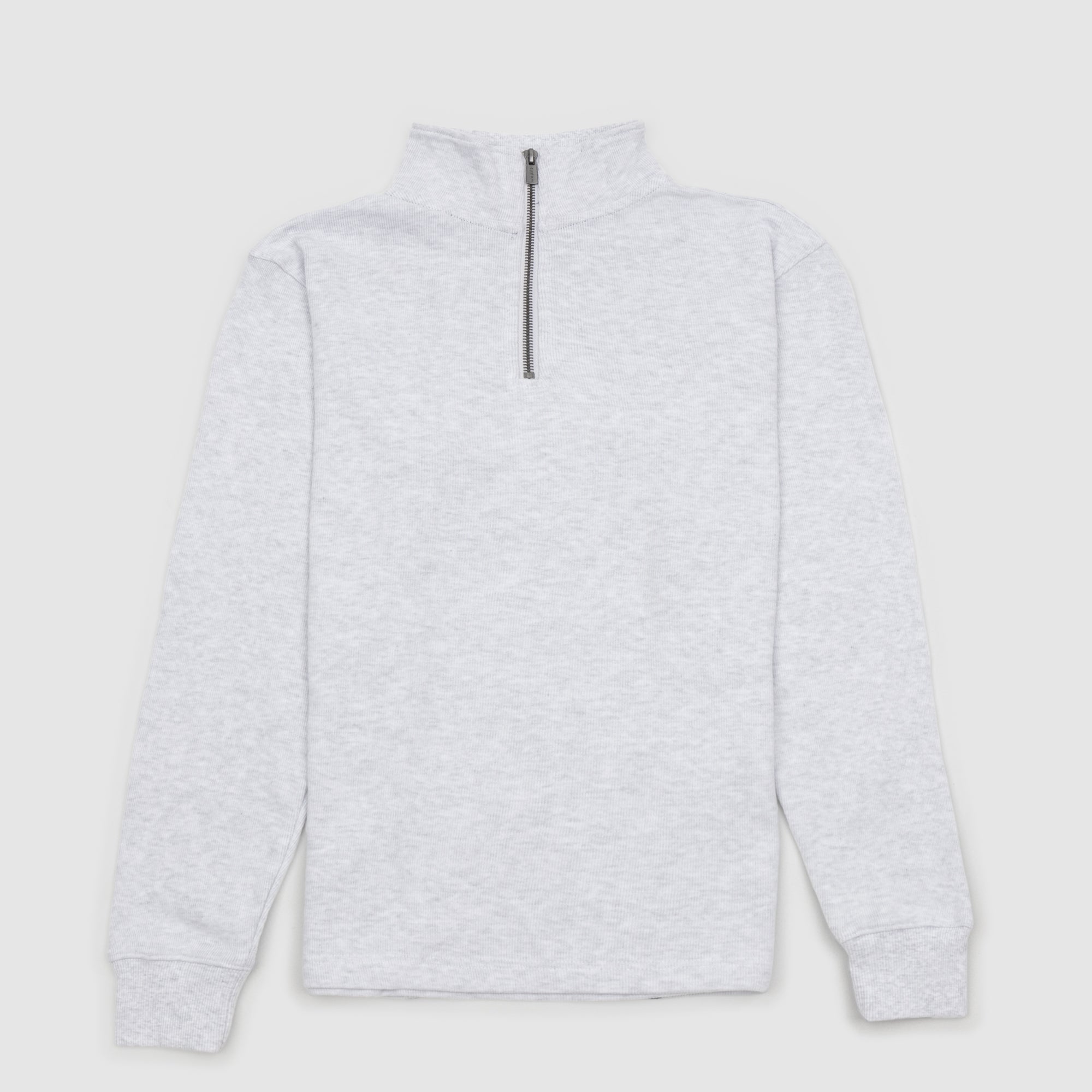 Womens Ribbed Quarter Zip White Marle