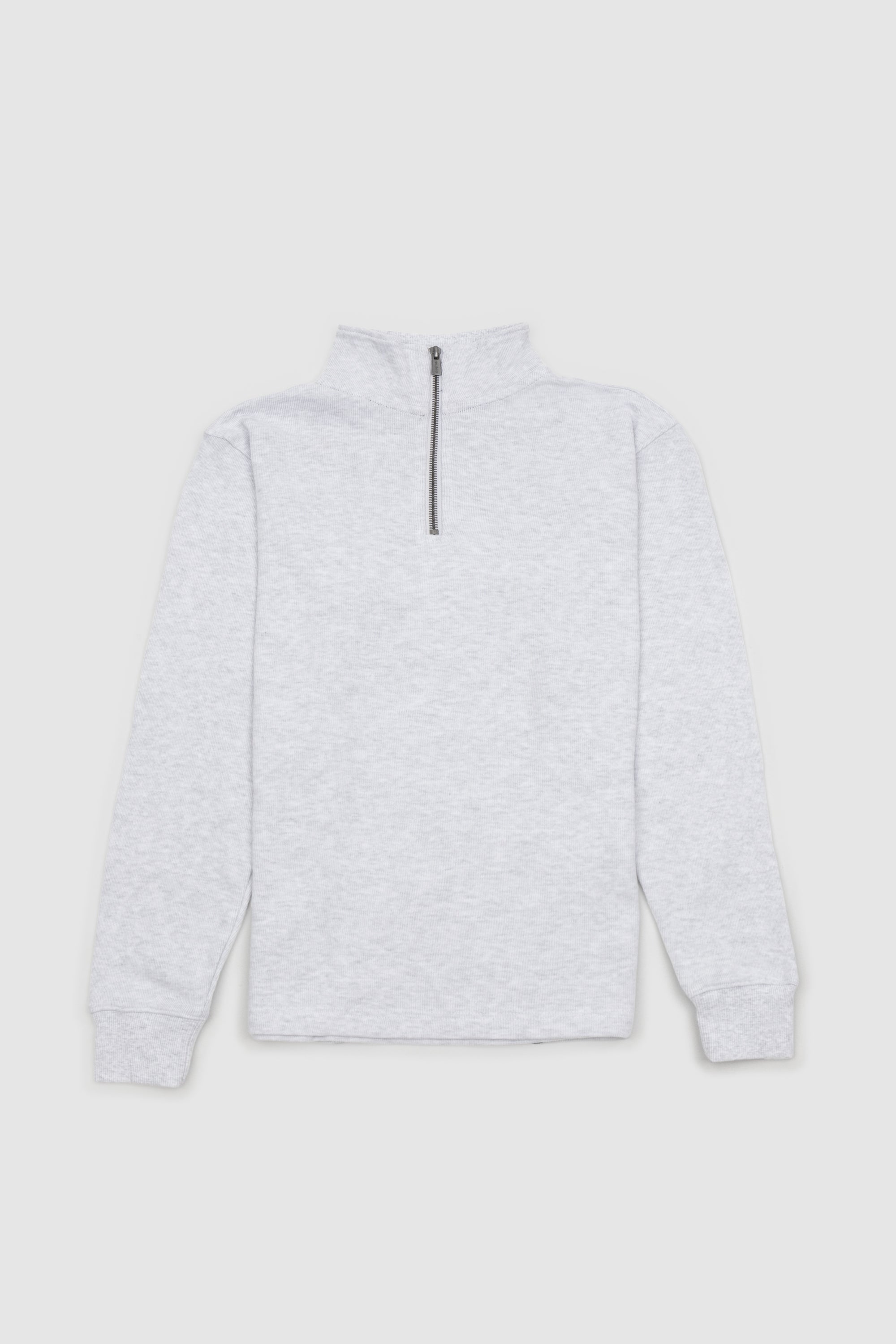 Womens Ribbed Quarter Zip White Marle