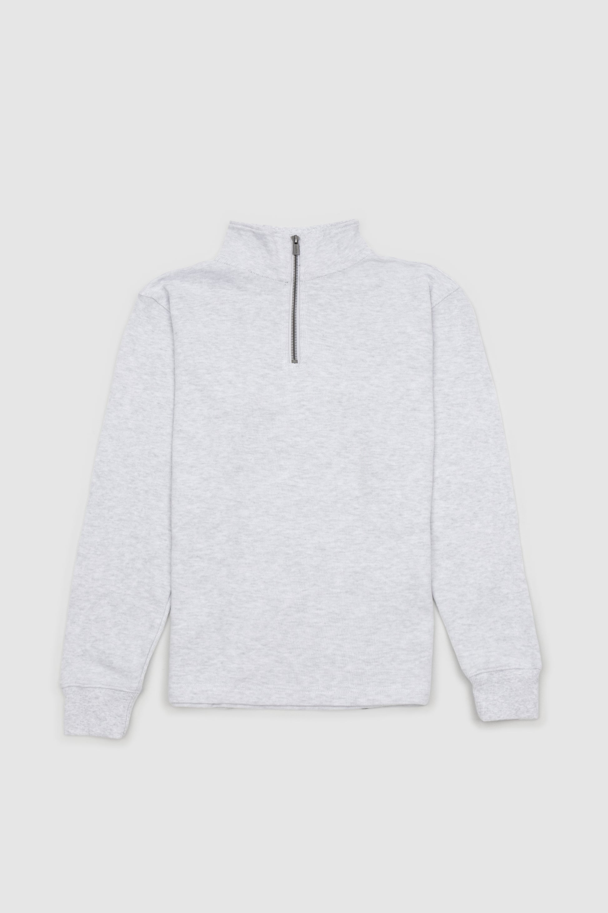 Womens Ribbed Quarter Zip White Marle