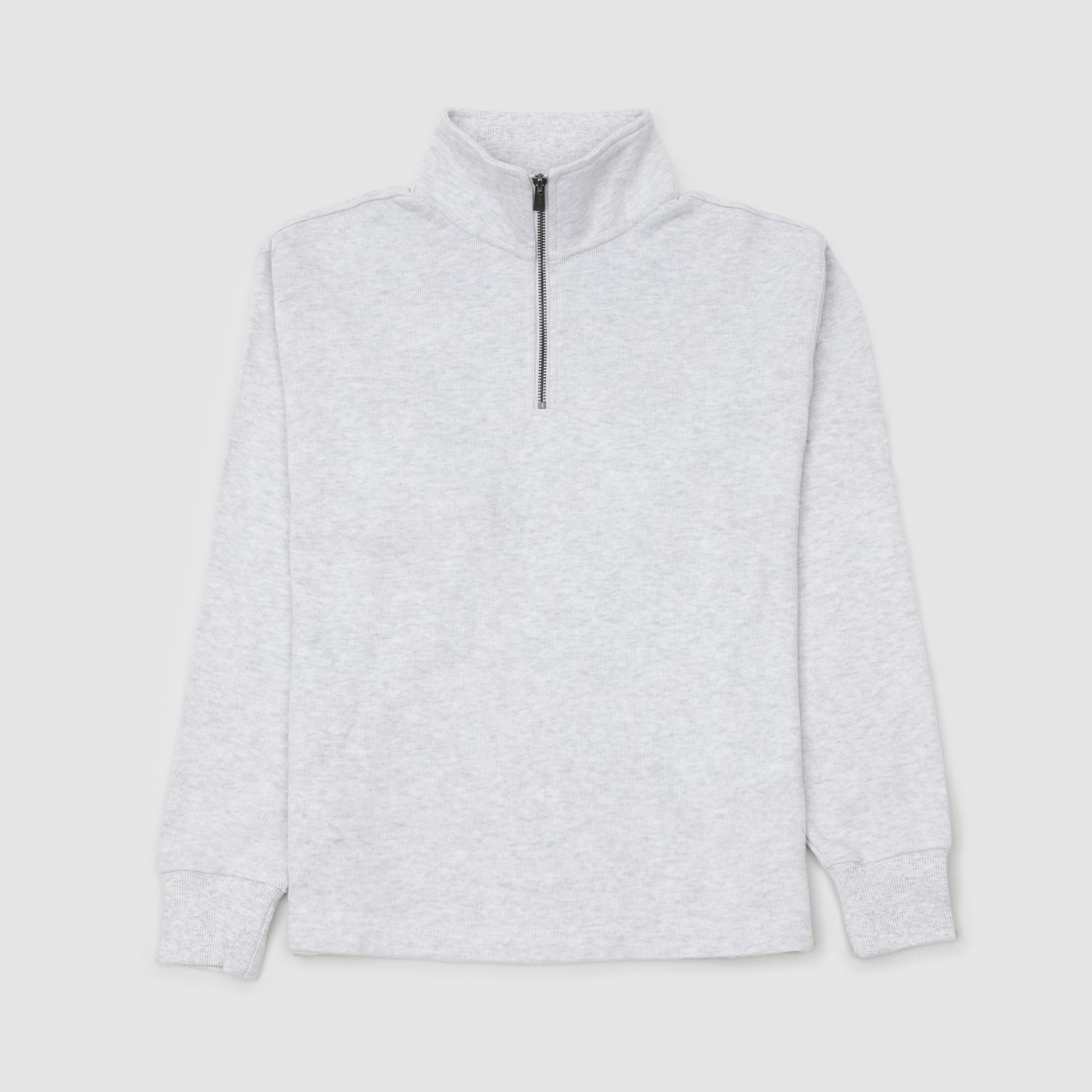 Mens Ribbed Quarter Zip White Marle