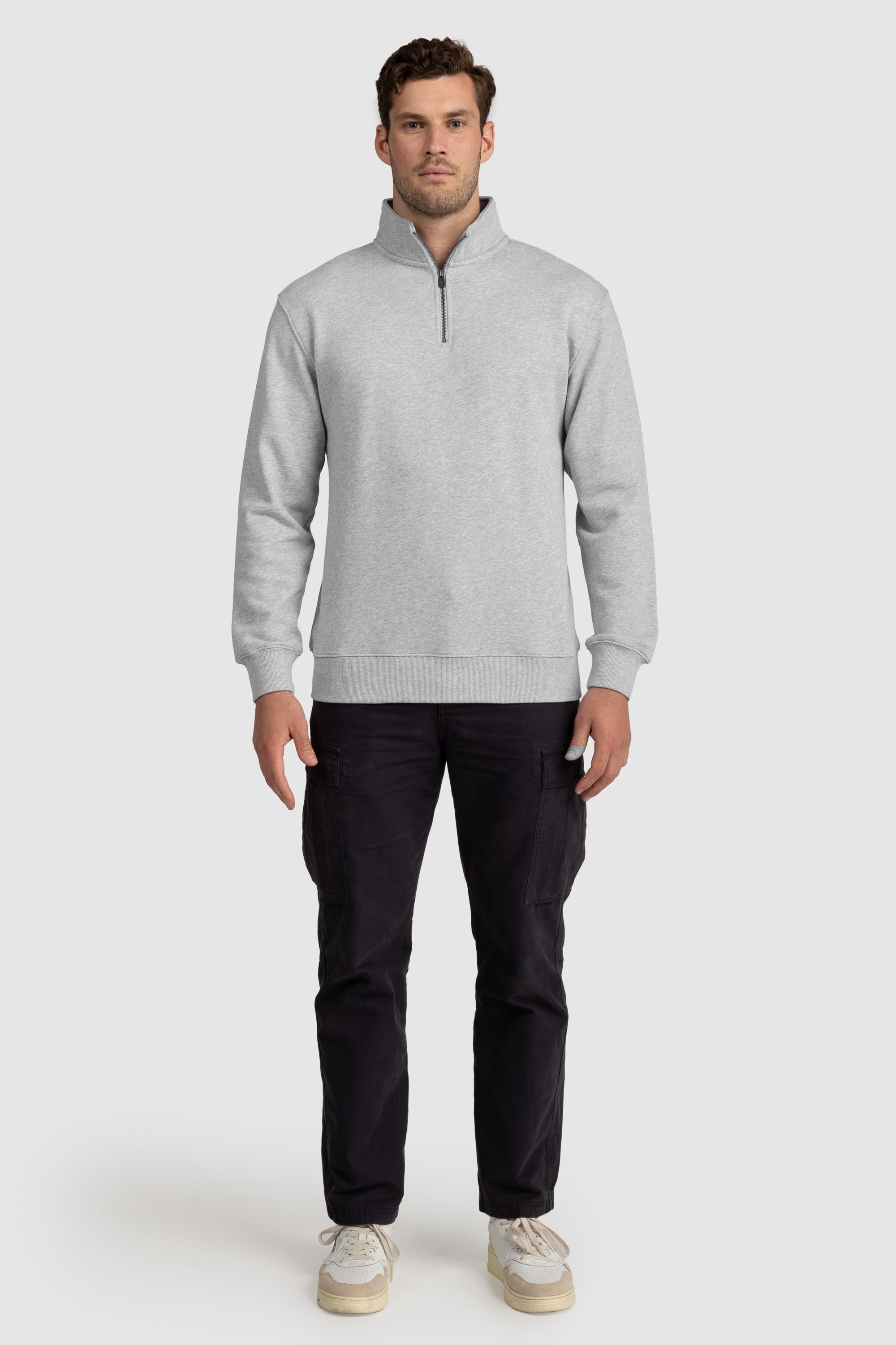 Mens Standard Quarter Zip Grey Marle