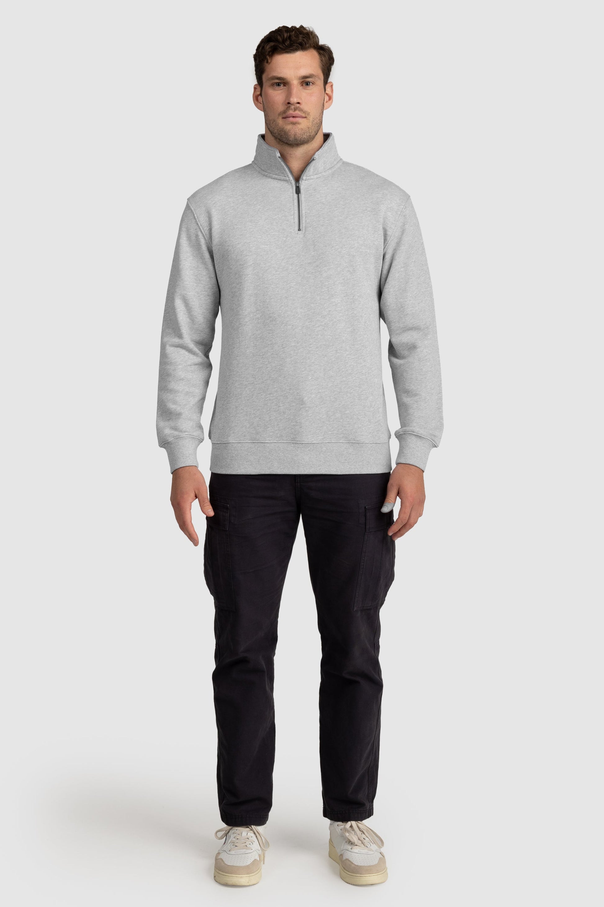 Mens Standard Quarter Zip Grey Marle