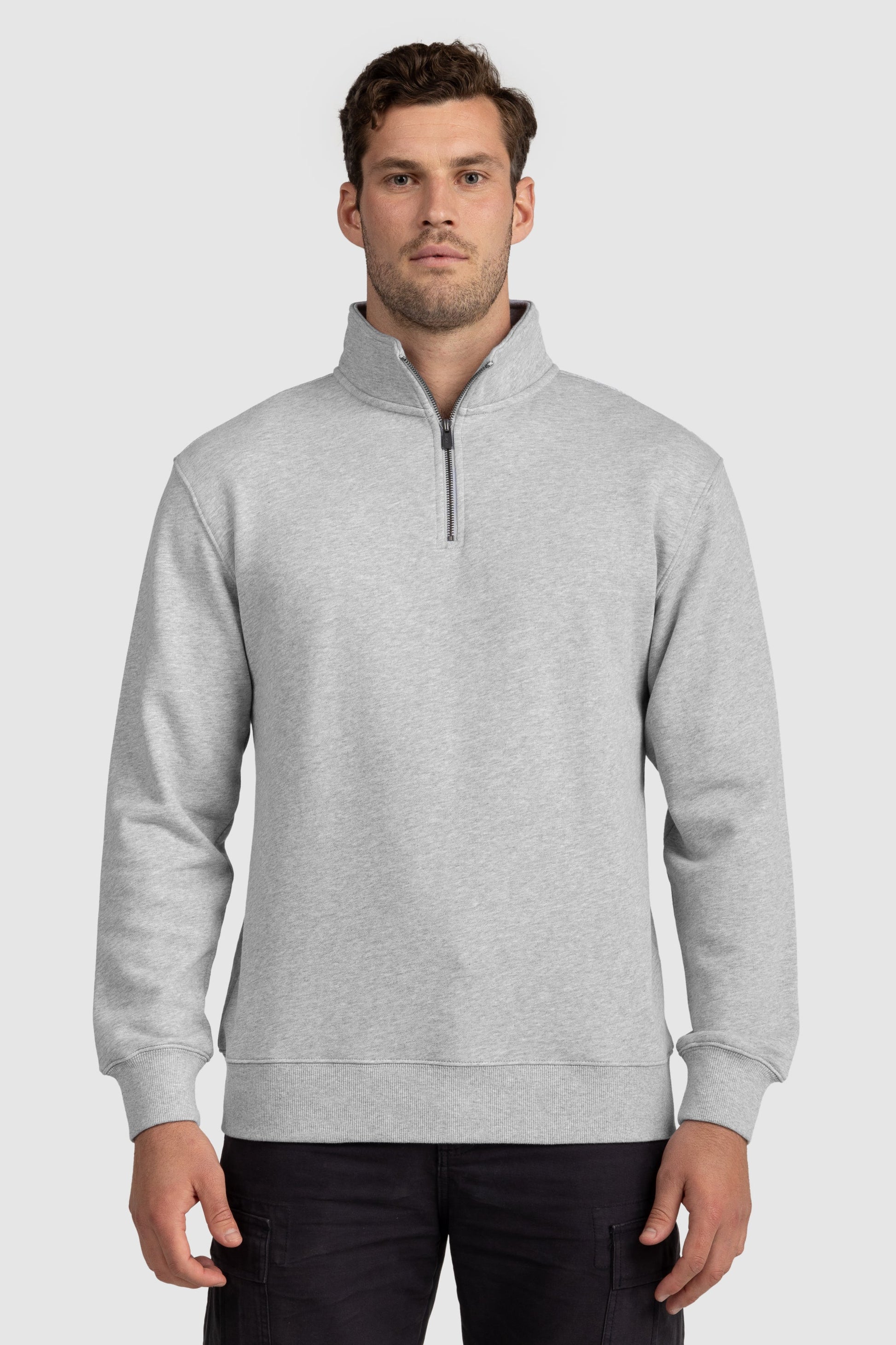 Mens Standard Quarter Zip Grey Marle
