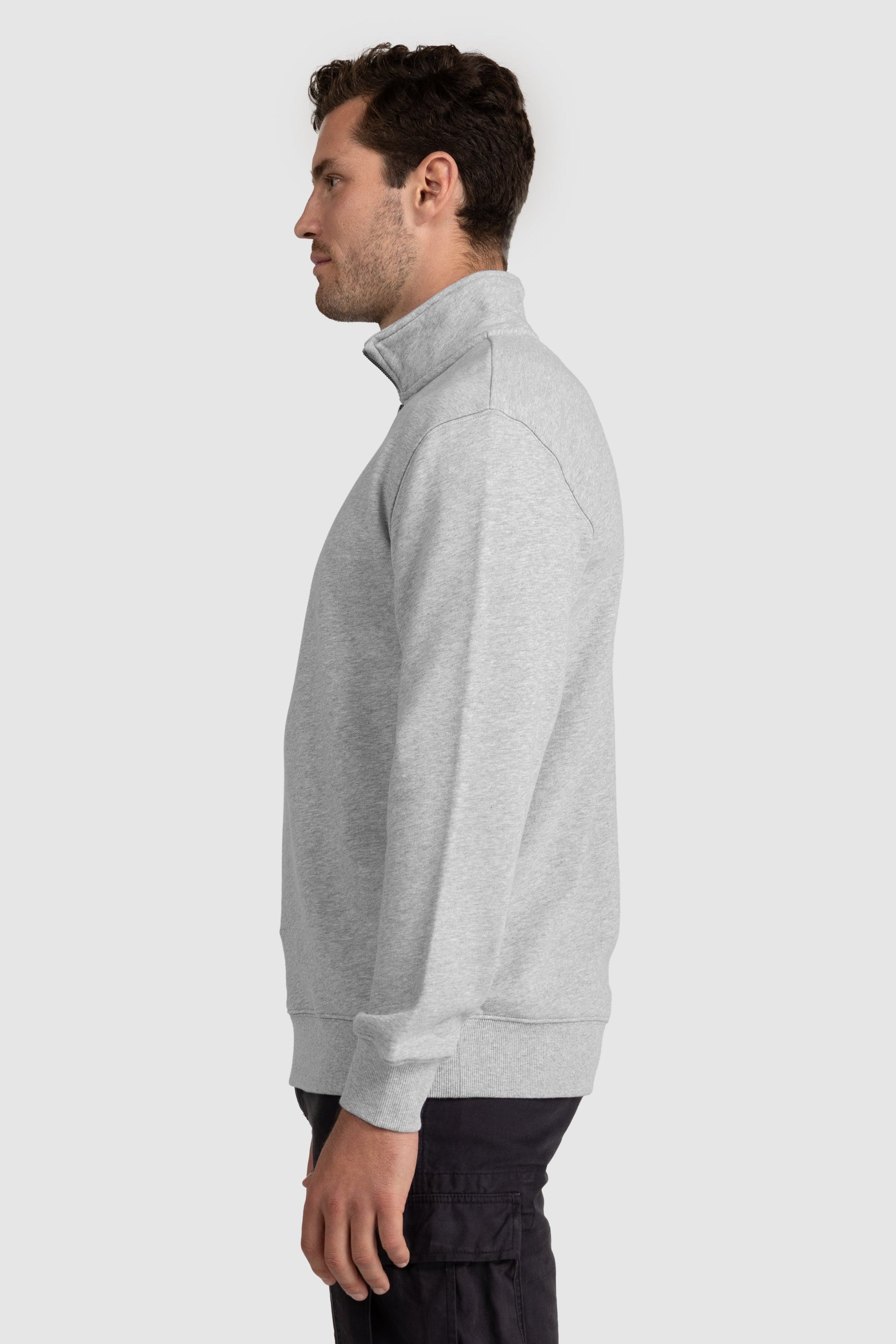 Mens Standard Quarter Zip Grey Marle