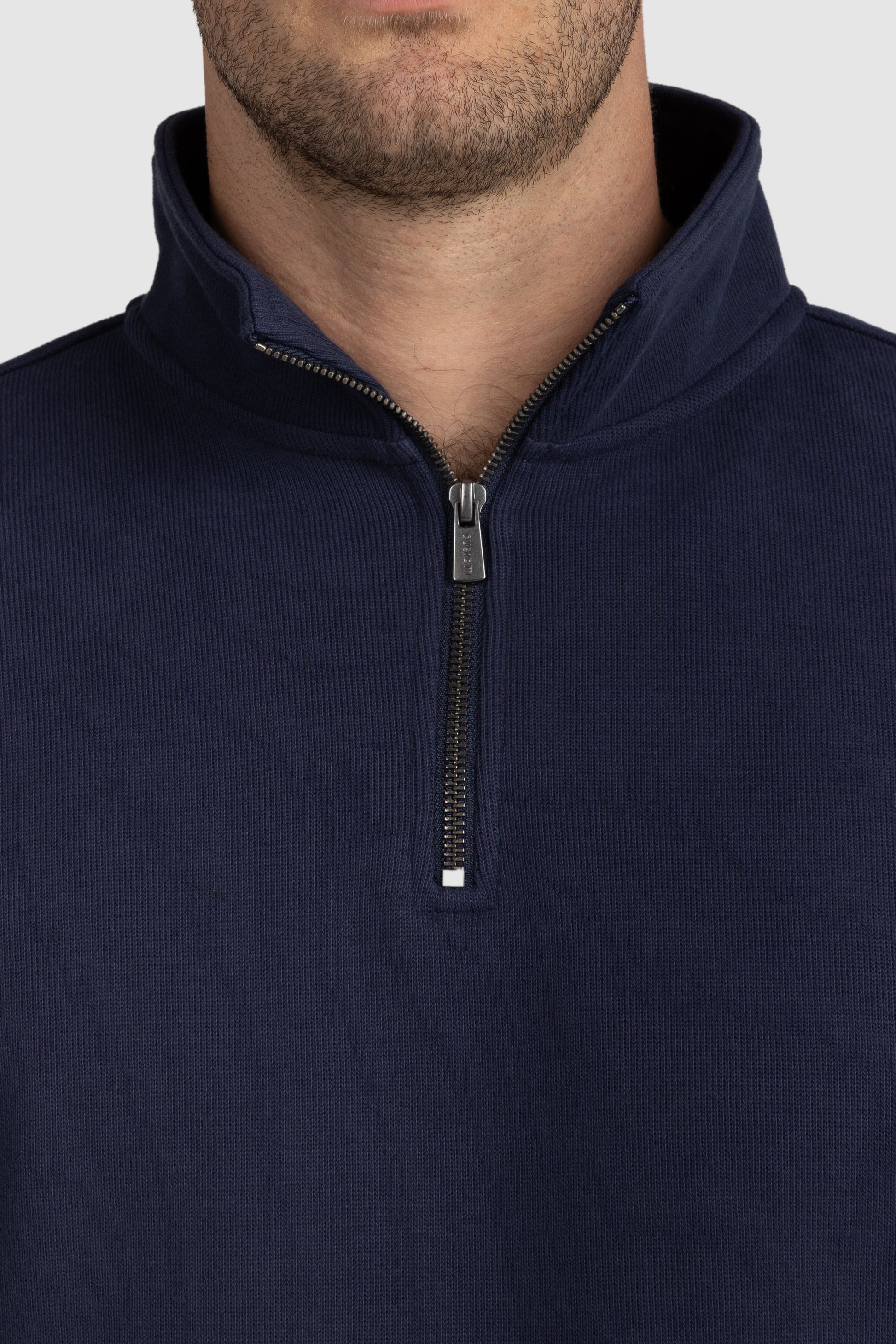 Mens Ribbed Quarter Zip Navy