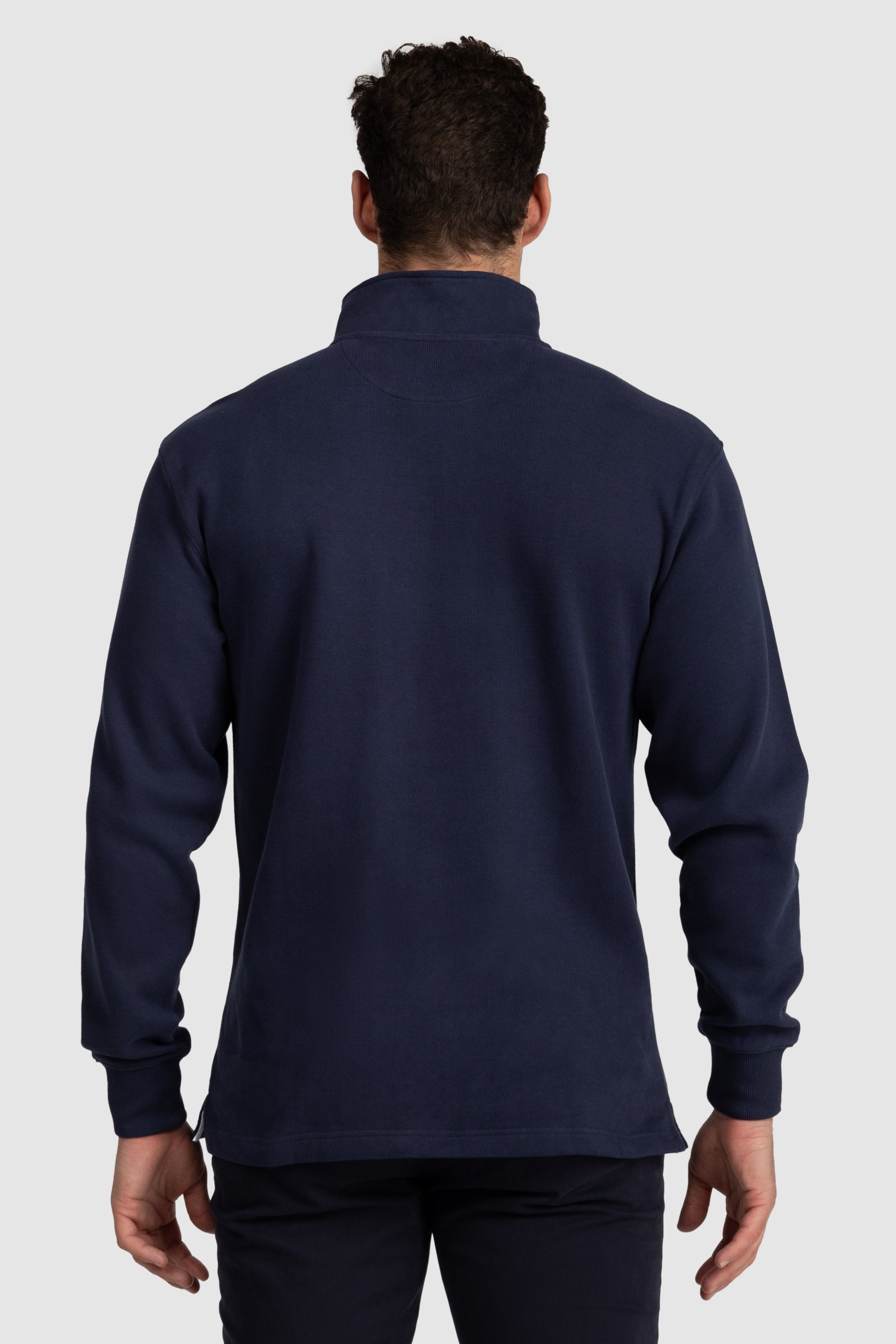 Mens Ribbed Quarter Zip Navy