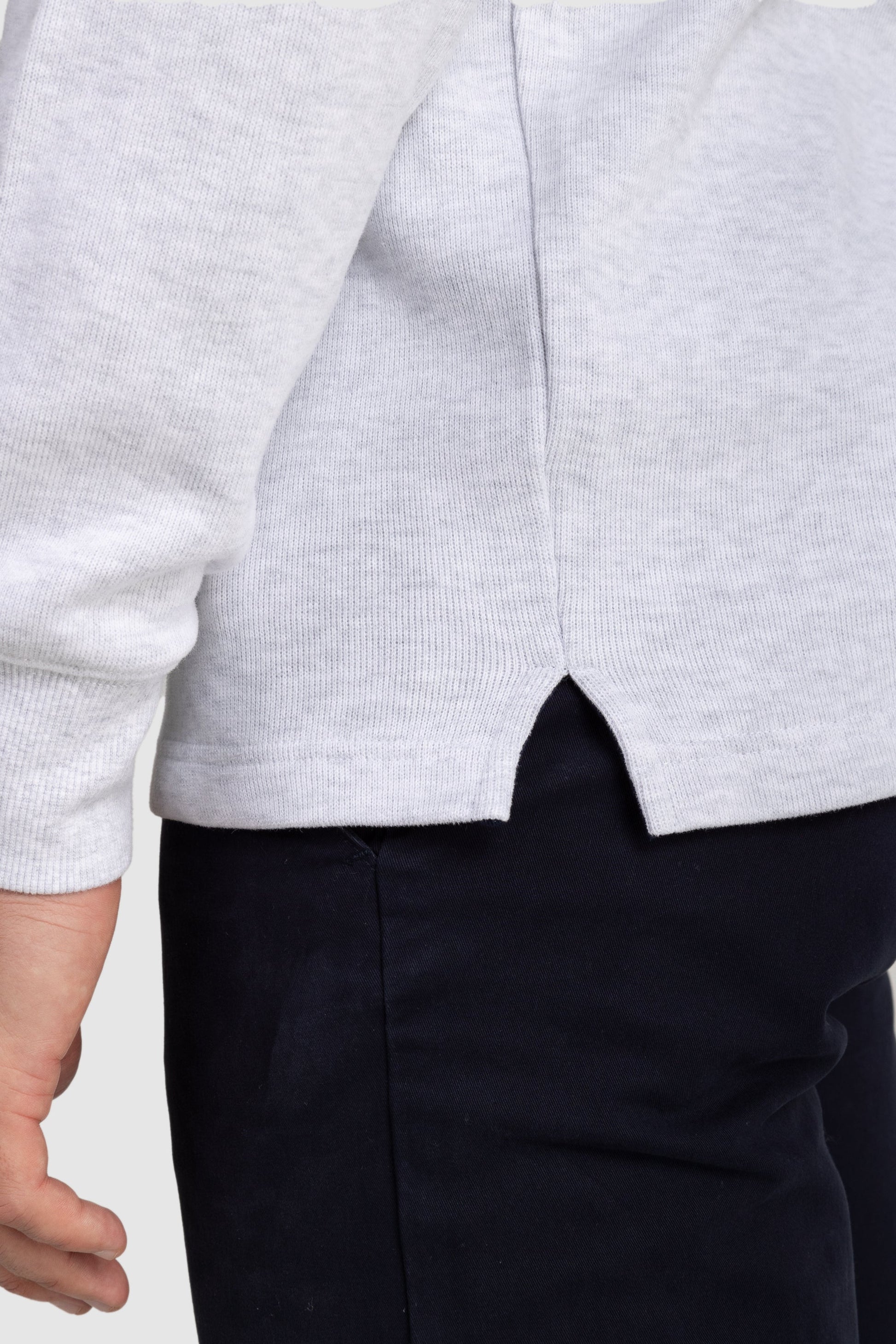 Mens Ribbed Quarter Zip White Marle