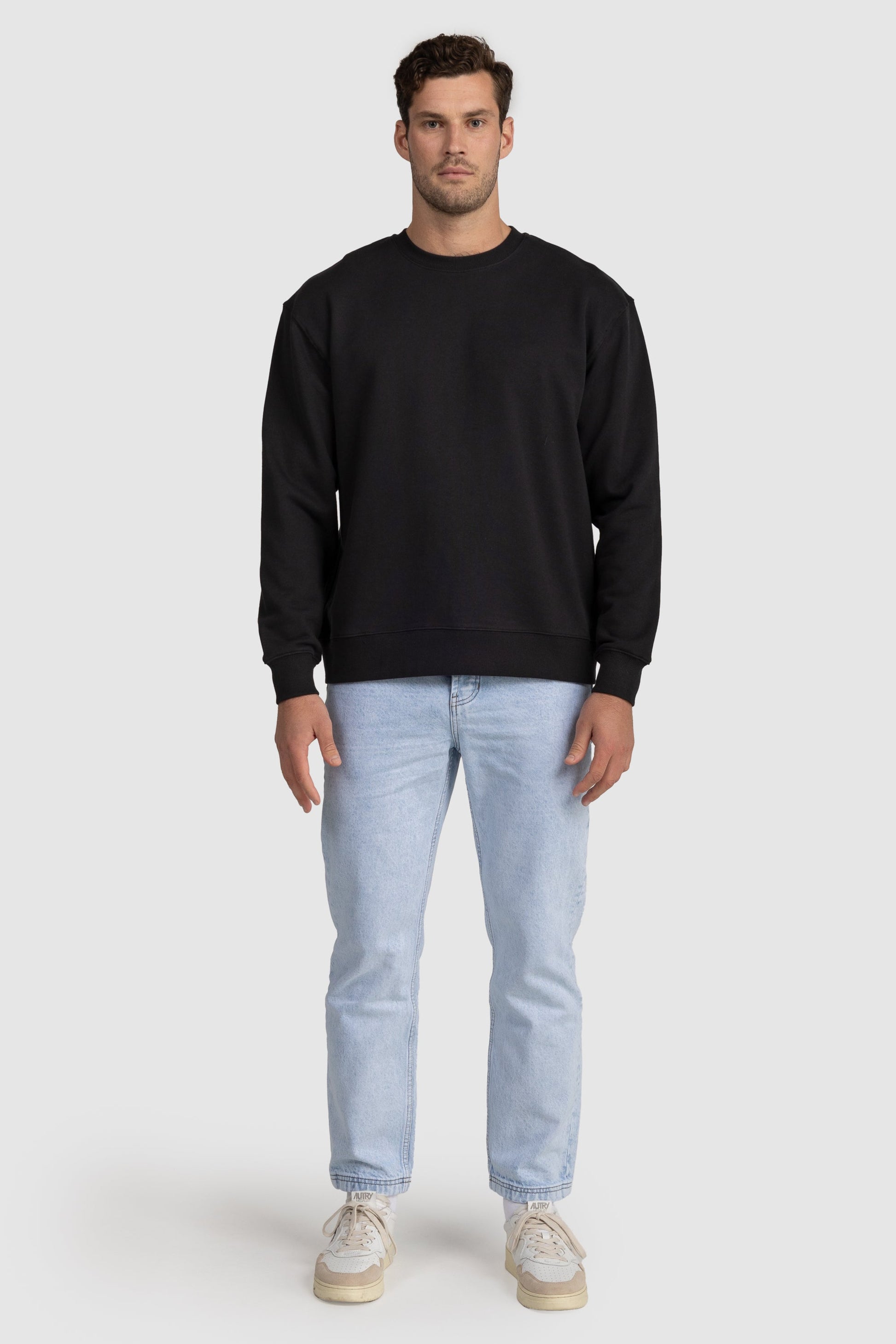 Unisex French Terry Crew Neck Jumper Black