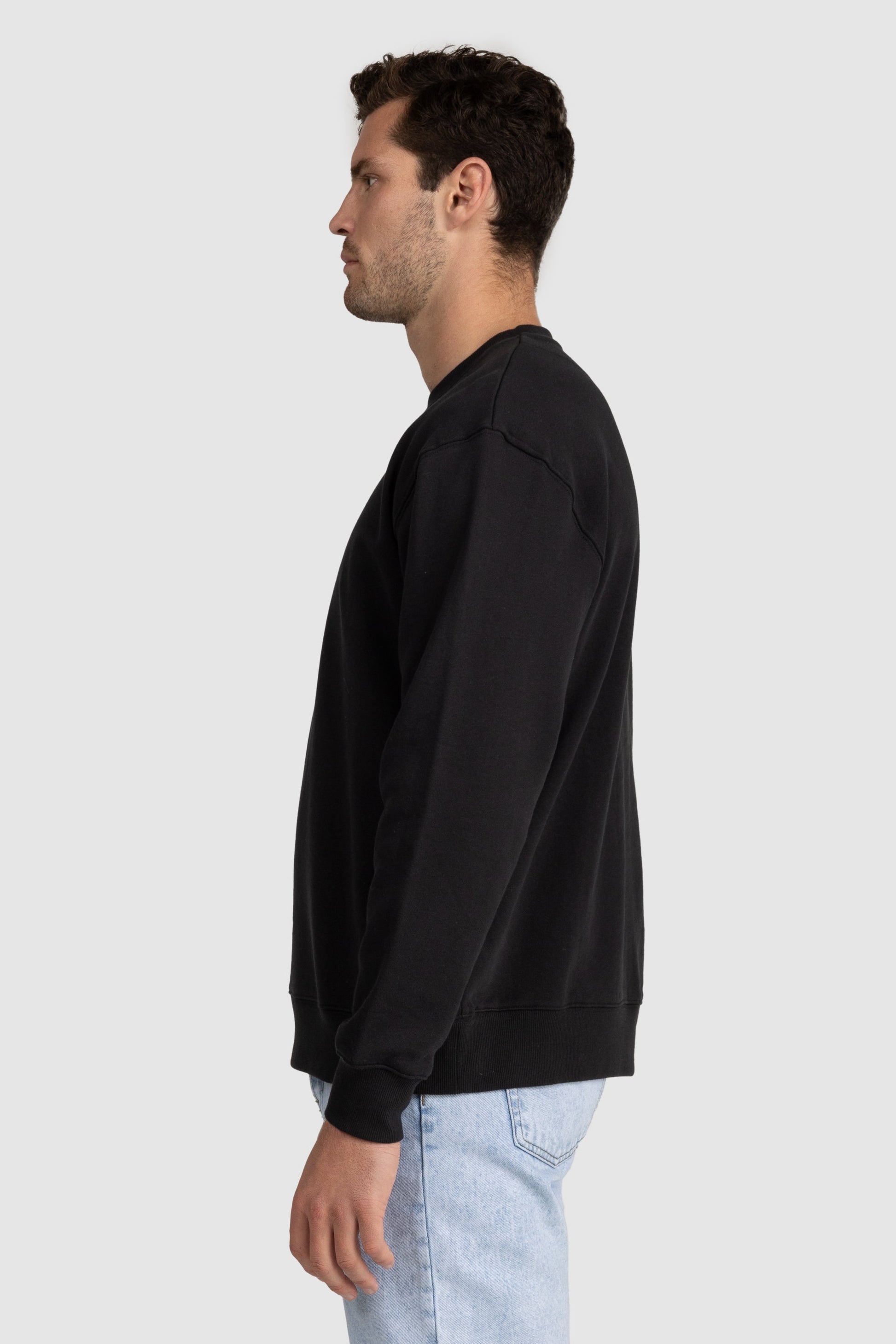 Unisex French Terry Crew Neck Jumper Black