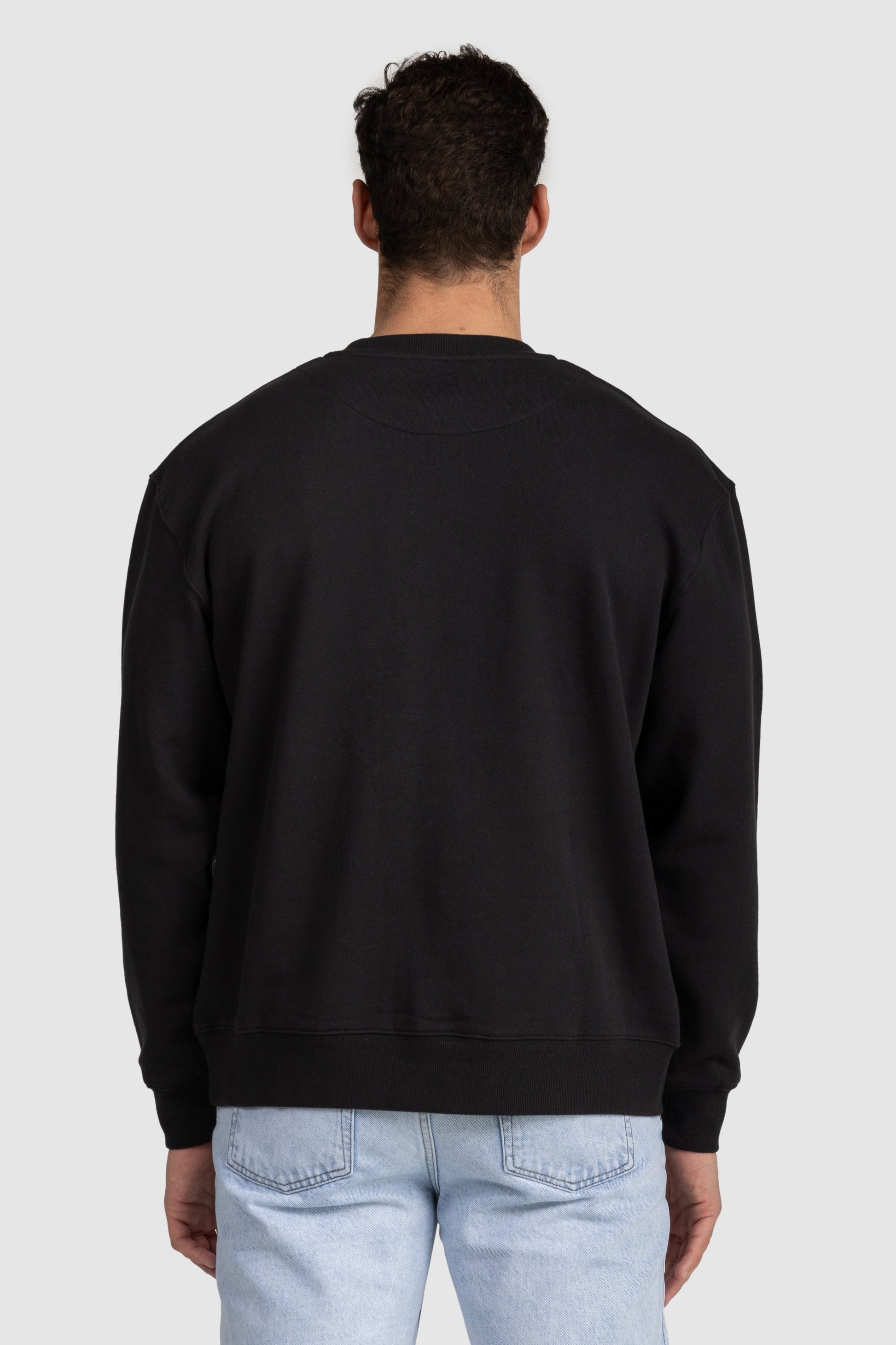 Unisex French Terry Crew Neck Jumper Black