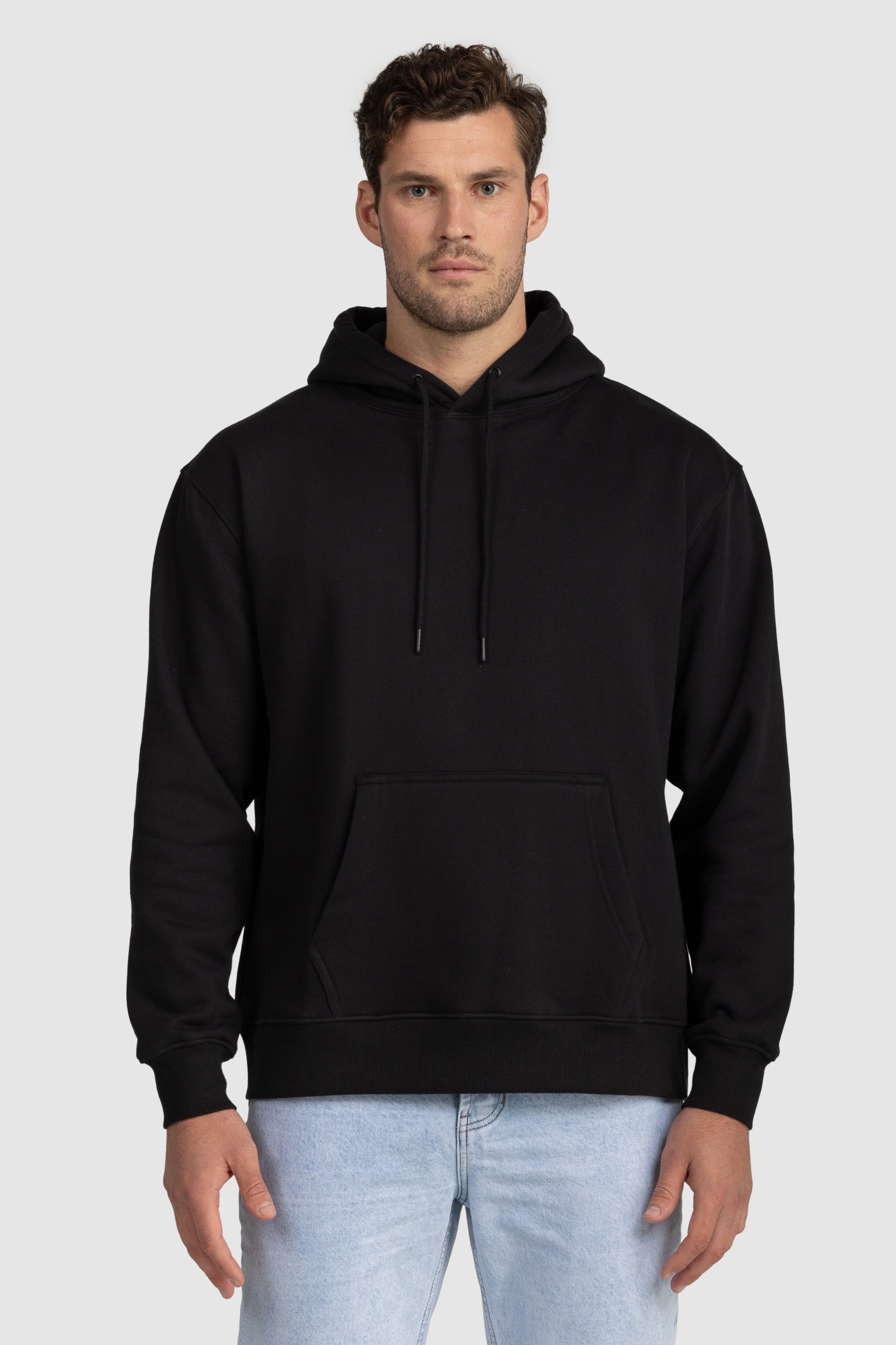 Unisex Fleece Drawstring Hoodie Black