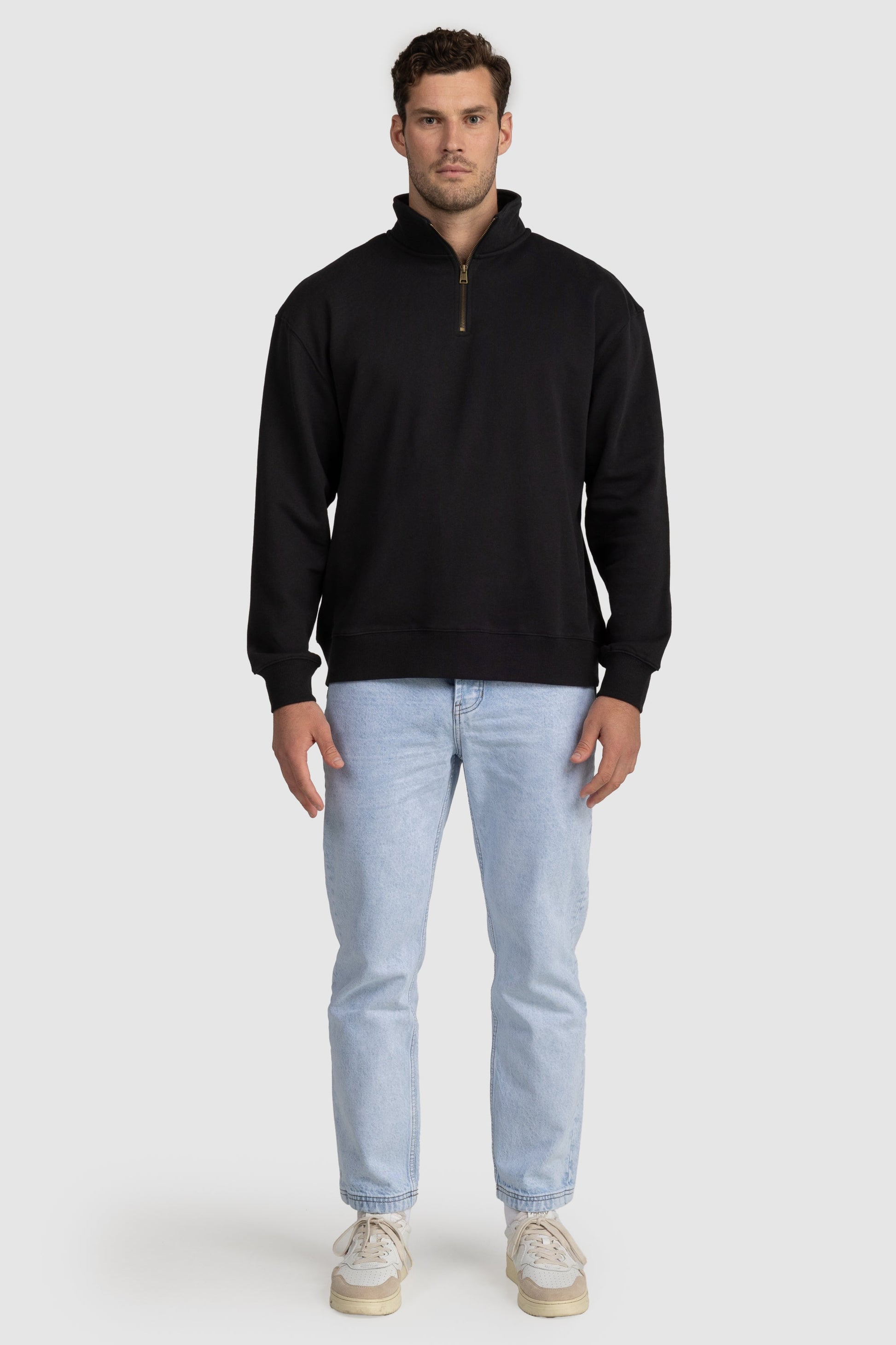 Unisex Quarter Zip Jumper Black