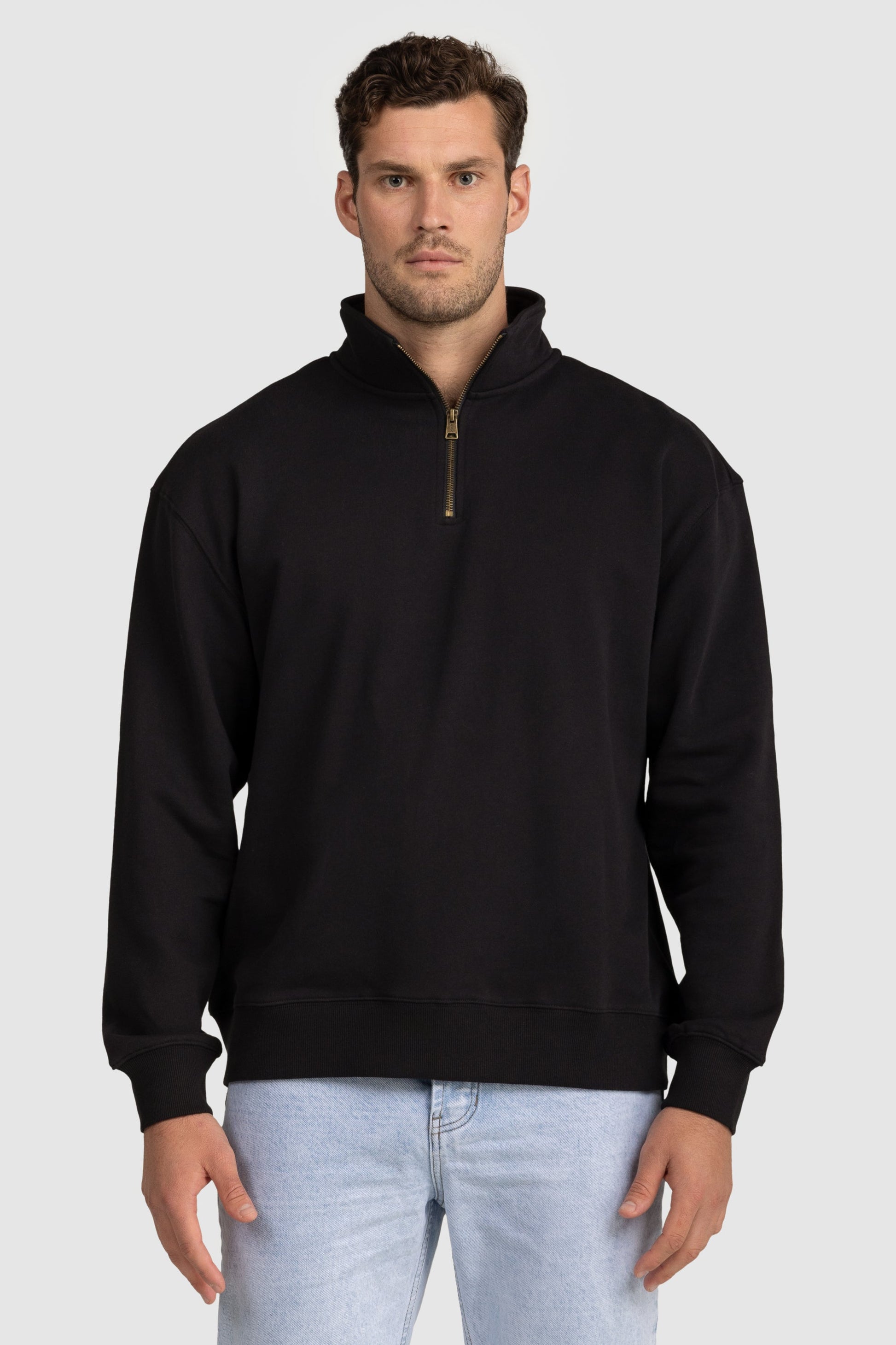 Unisex Quarter Zip Jumper Black