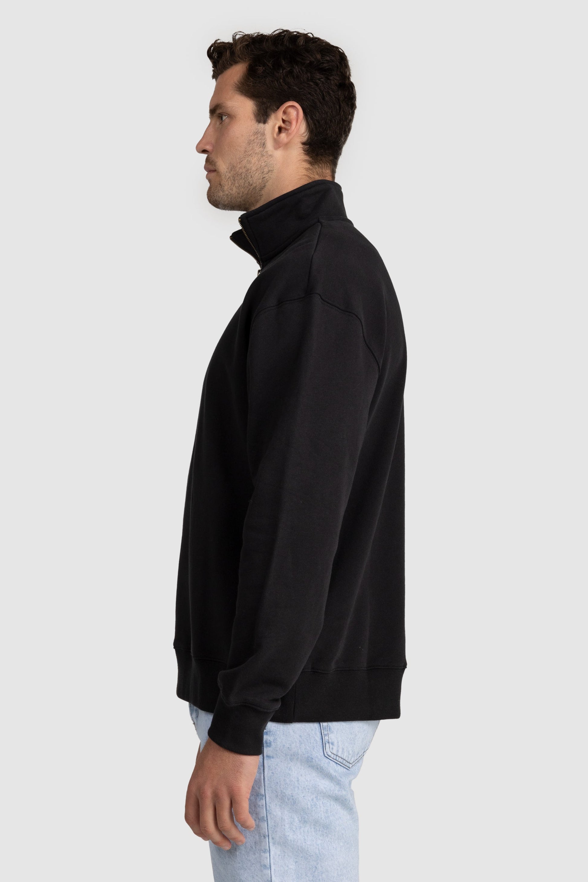 Unisex Quarter Zip Jumper Black