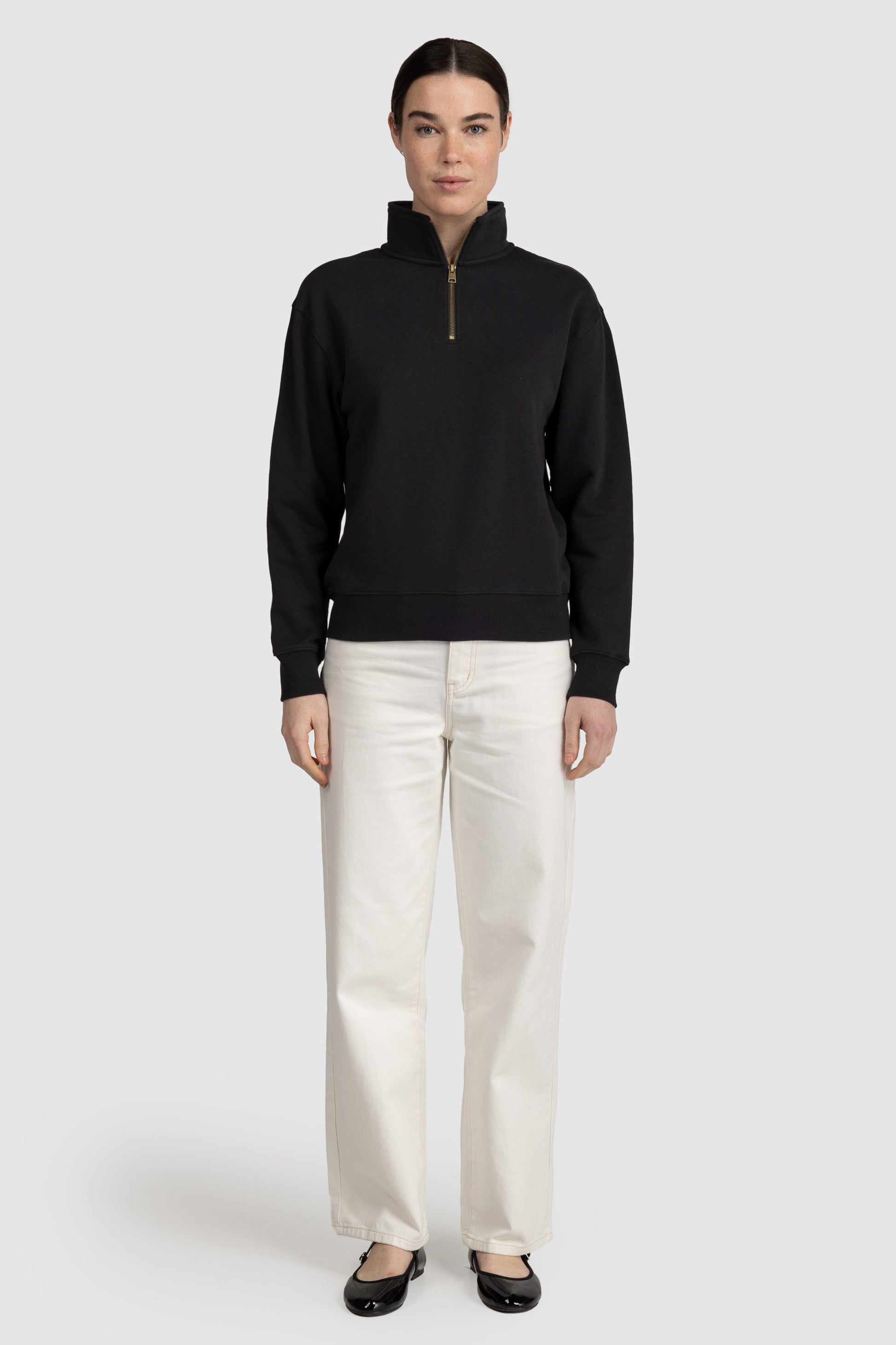 Unisex Quarter Zip Jumper Black