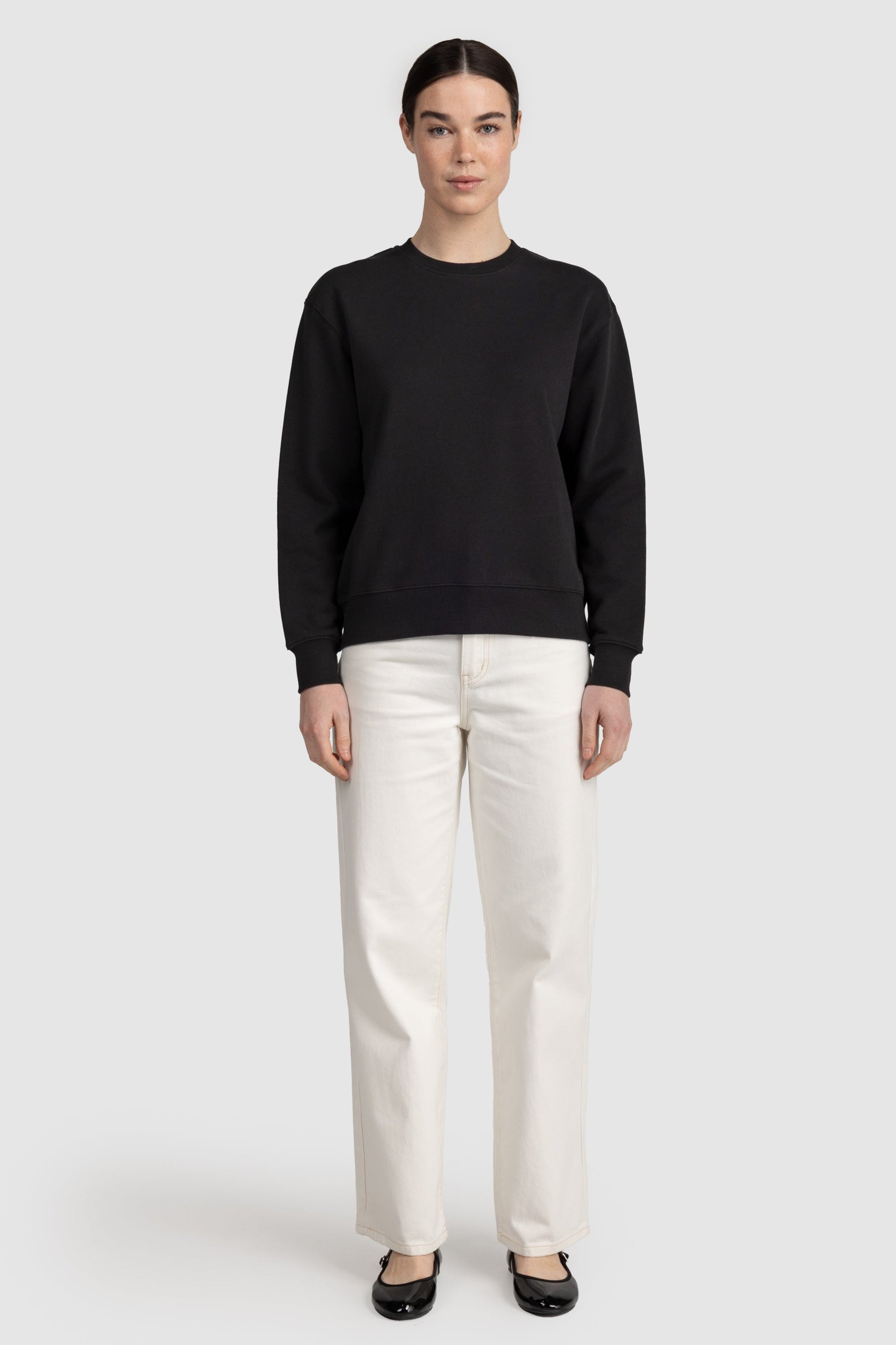 Unisex French Terry Crew Neck Jumper Black