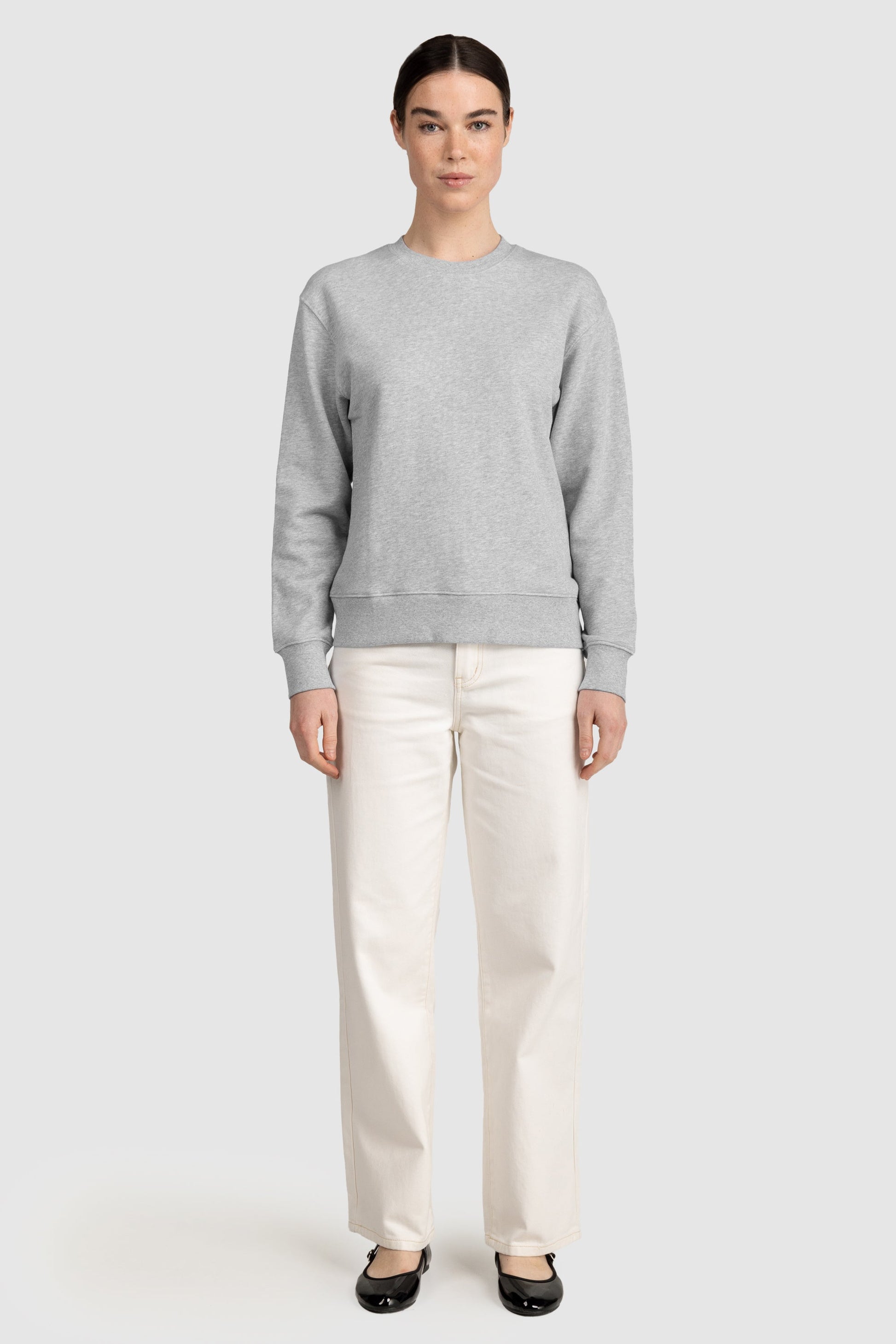 Unisex French Terry Crew Neck Jumper Grey Marle