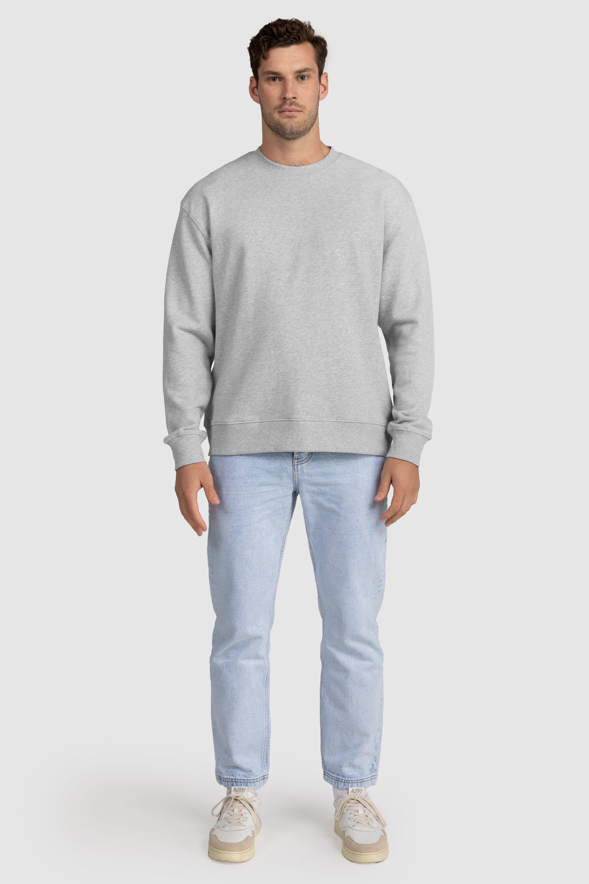 Unisex French Terry Crew Neck Jumper Grey Marle