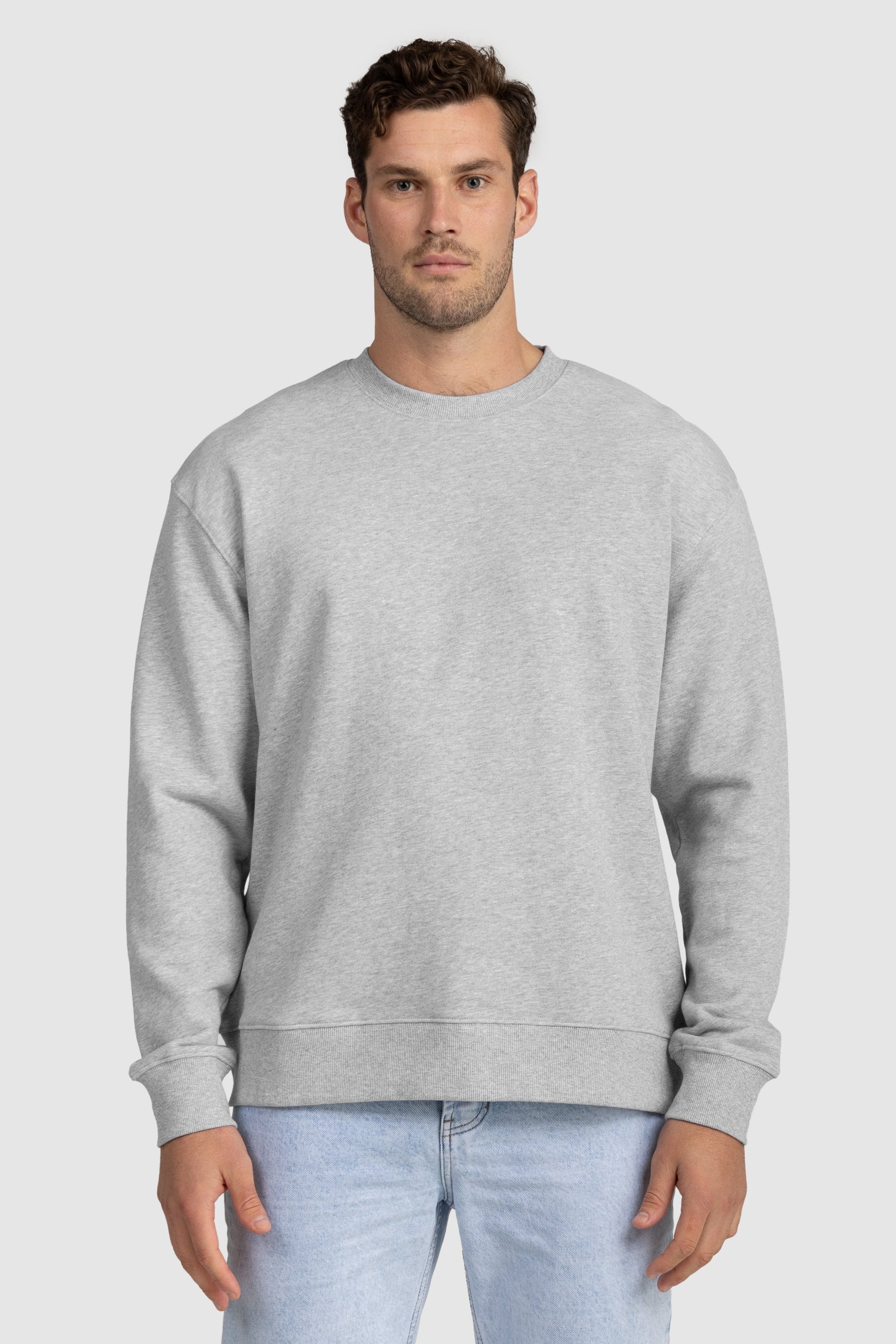 Unisex French Terry Crew Neck Jumper Grey Marle