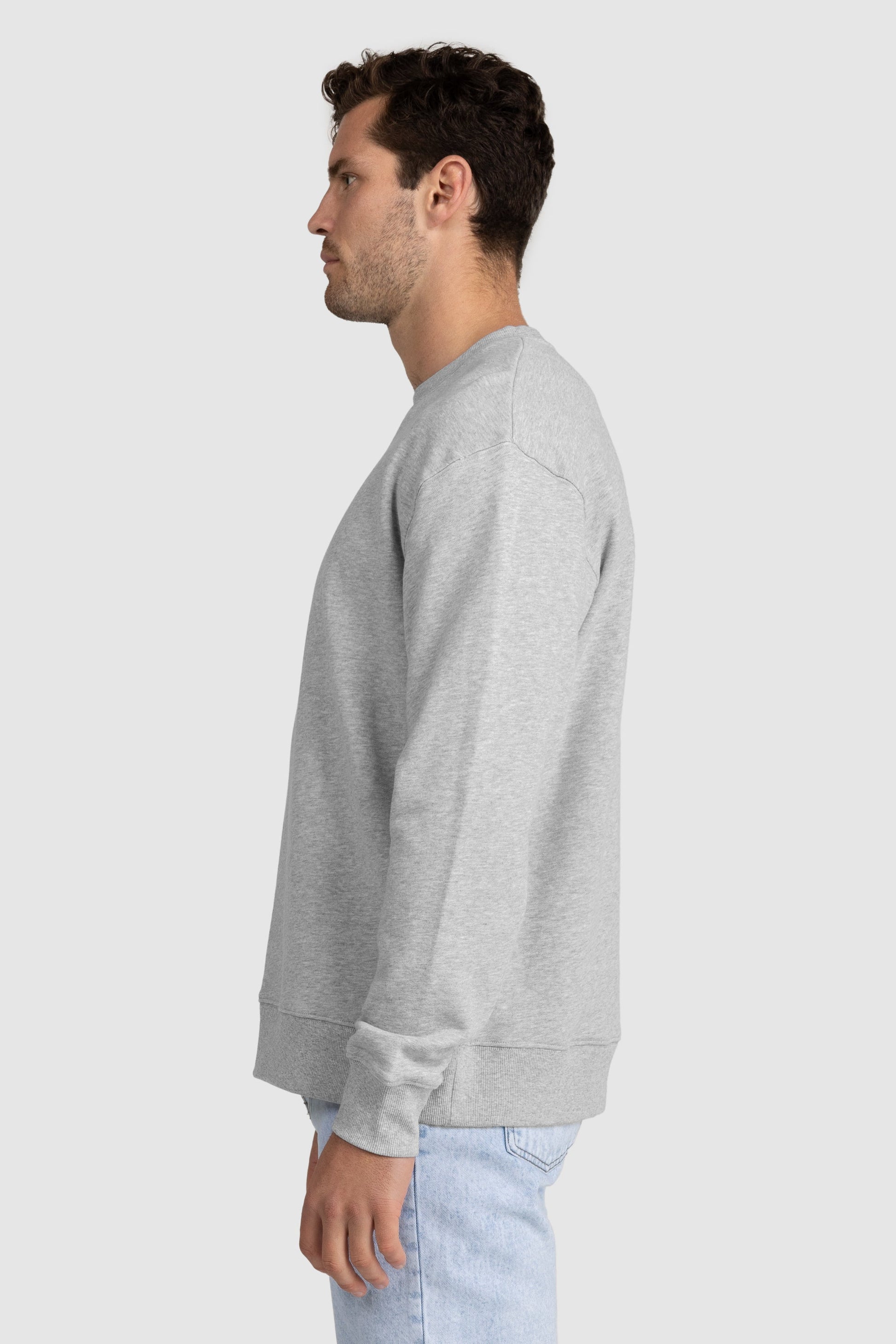 Unisex French Terry Crew Neck Jumper Grey Marle