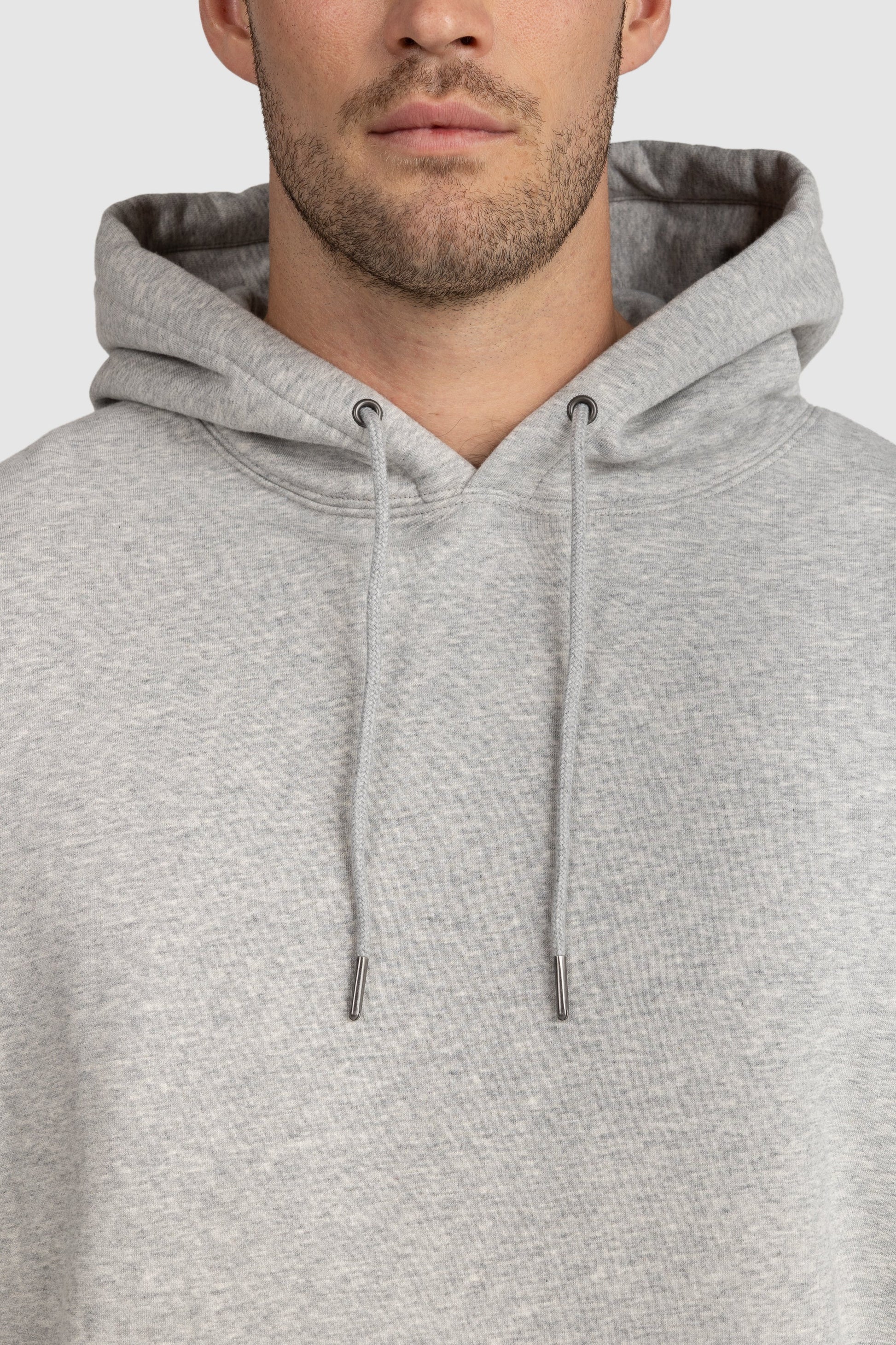 Unisex Fleece Drawstring Hoodie Grey Marle