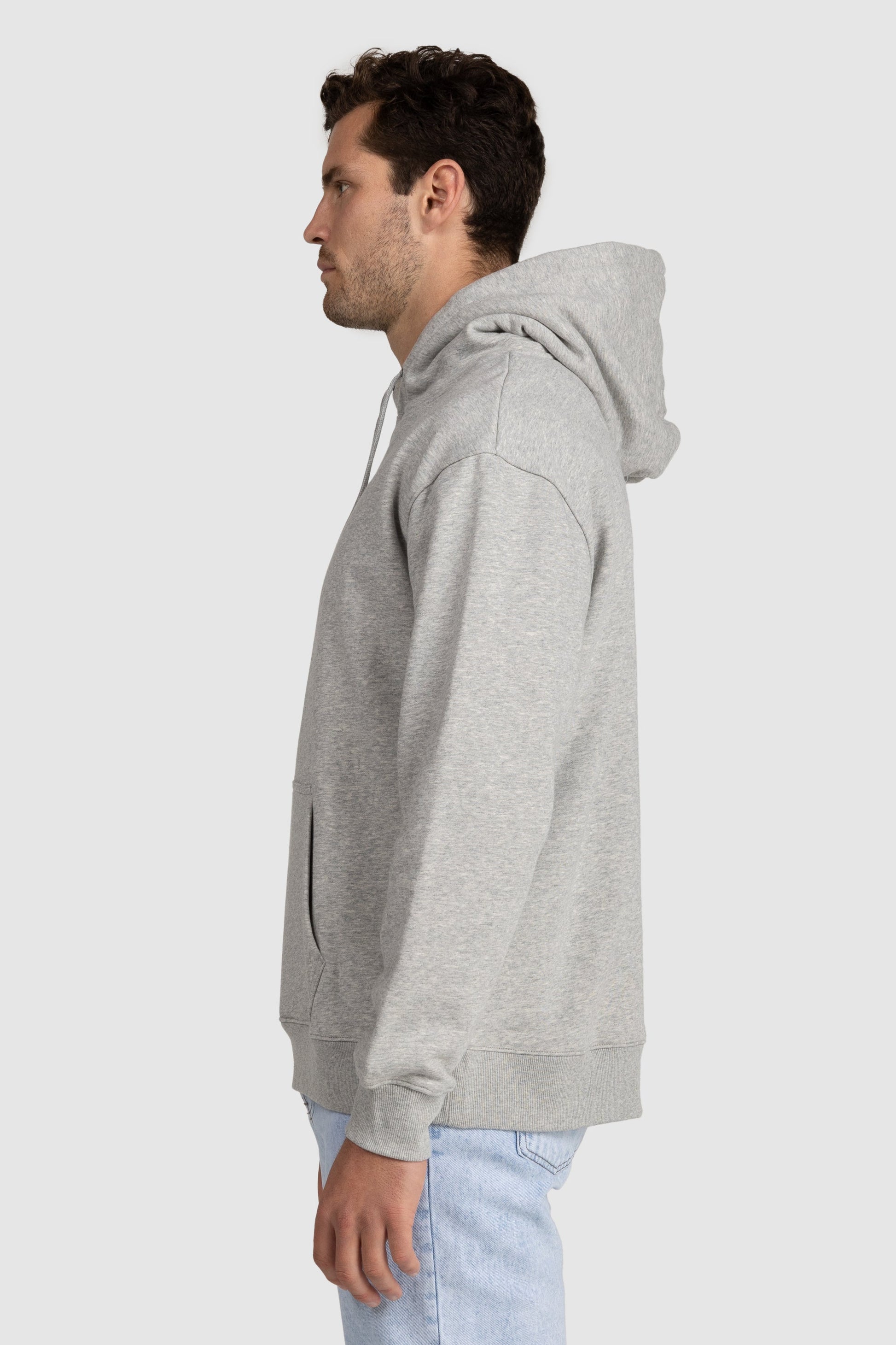 Unisex Fleece Drawstring Hoodie Grey Marle