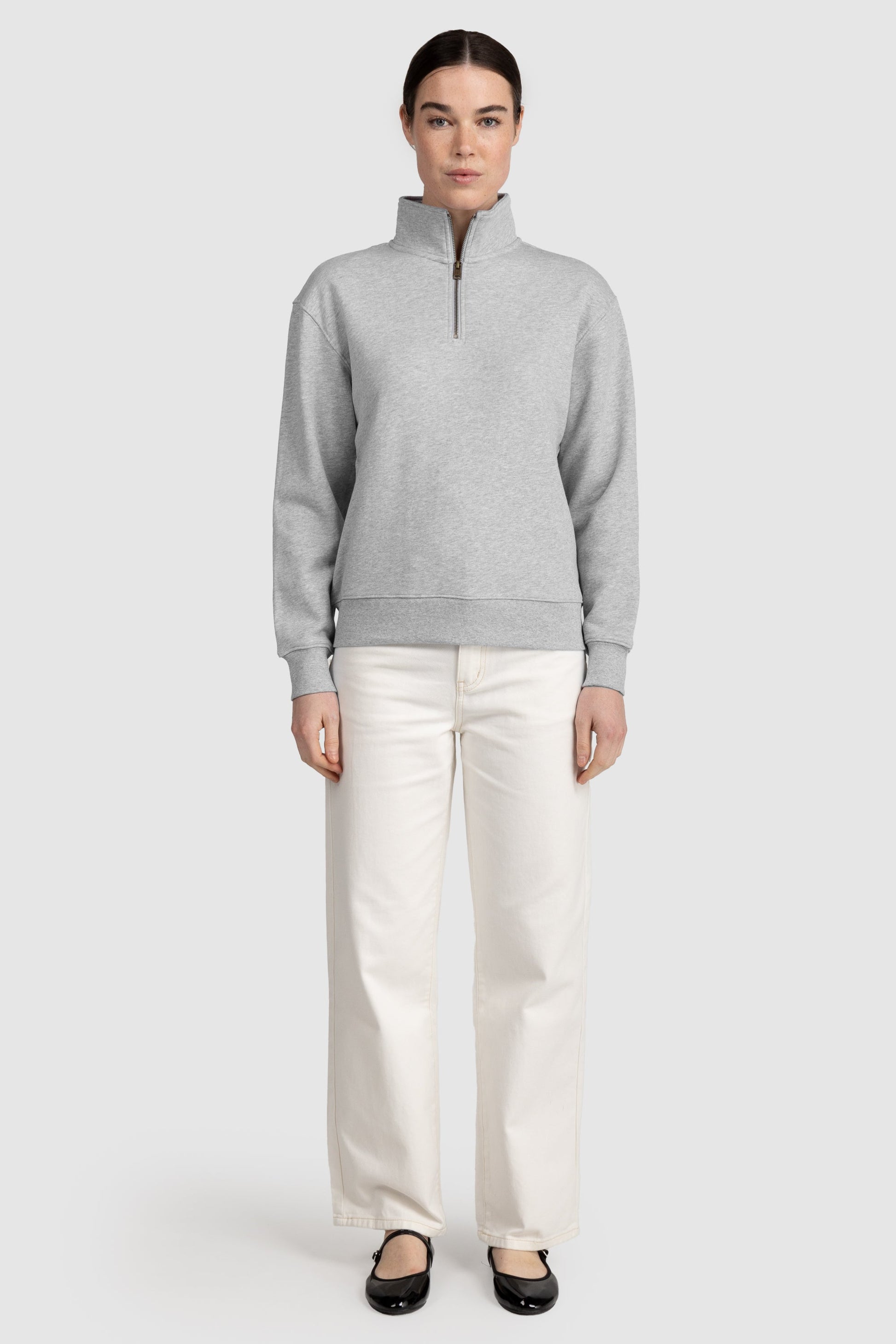 Unisex Quarter Zip Jumper Grey Marle