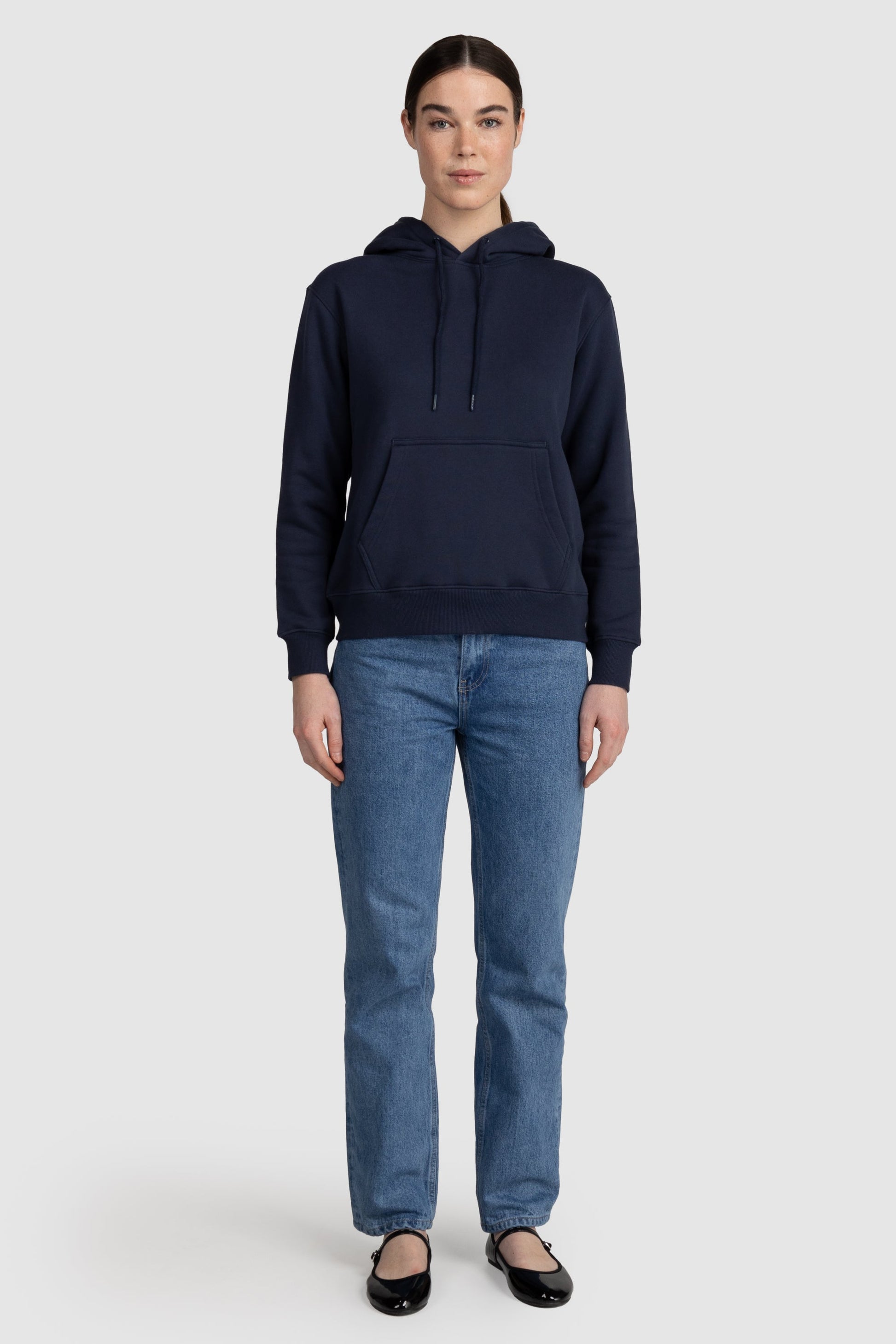 Unisex Fleece Drawstring Hoodie Navy