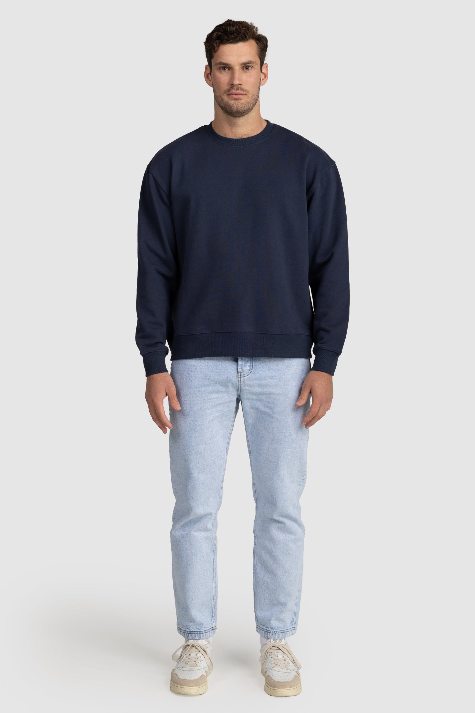 Unisex French Terry Crew Neck Jumper Navy