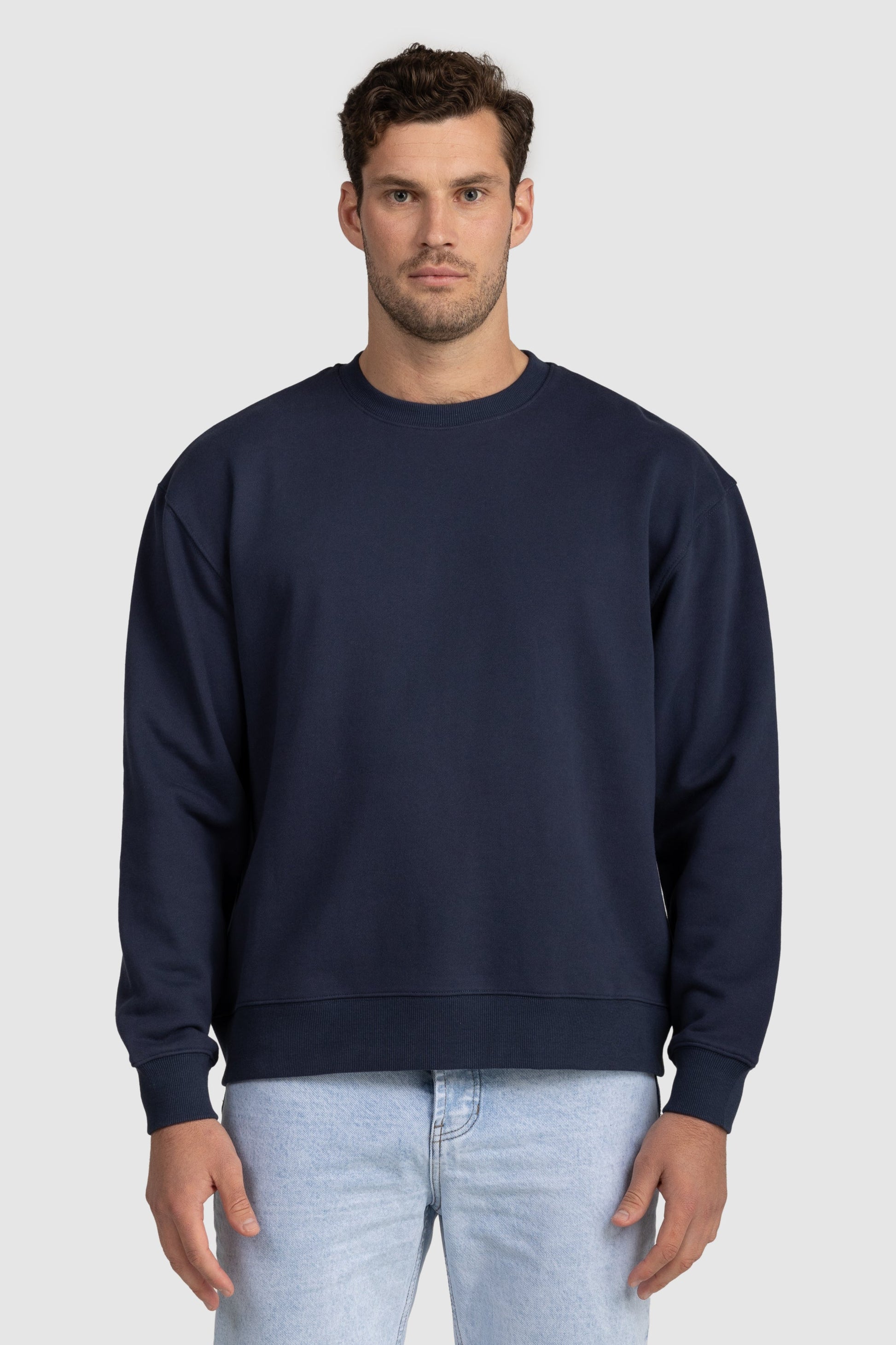 Unisex French Terry Crew Neck Jumper Navy