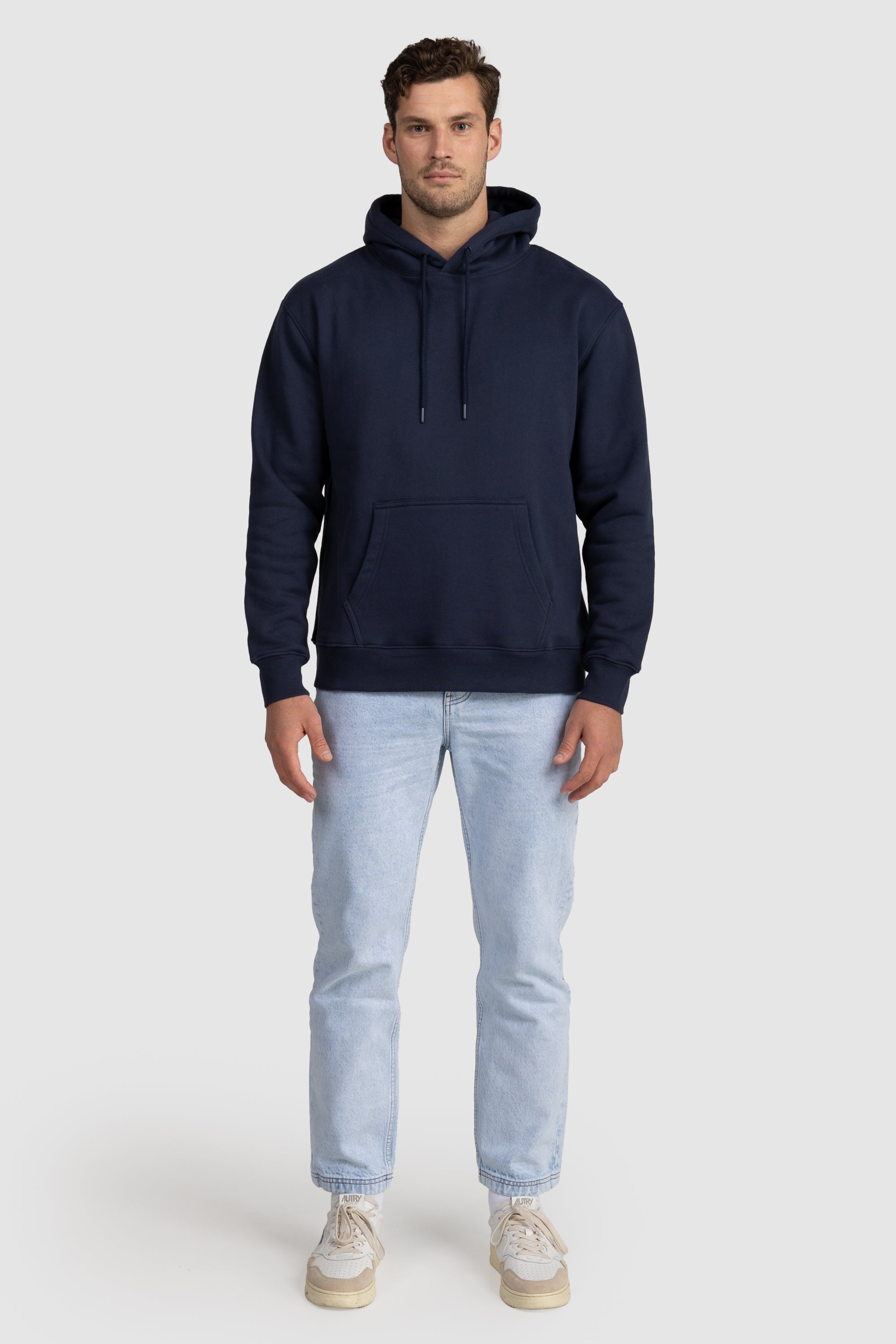 Unisex Fleece Drawstring Hoodie Navy