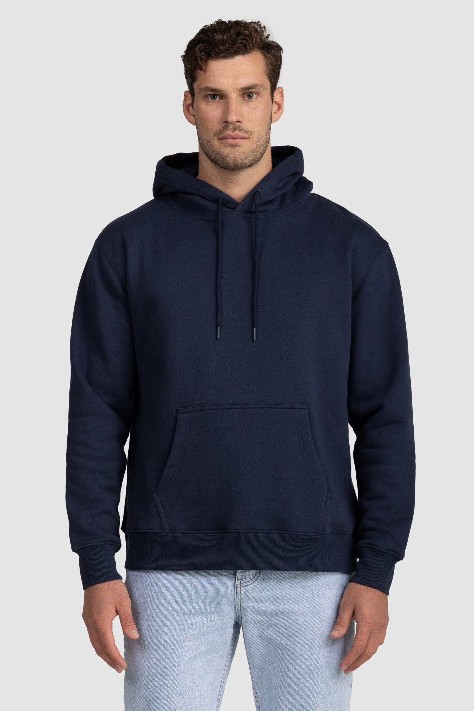 Unisex Fleece Drawstring Hoodie Navy
