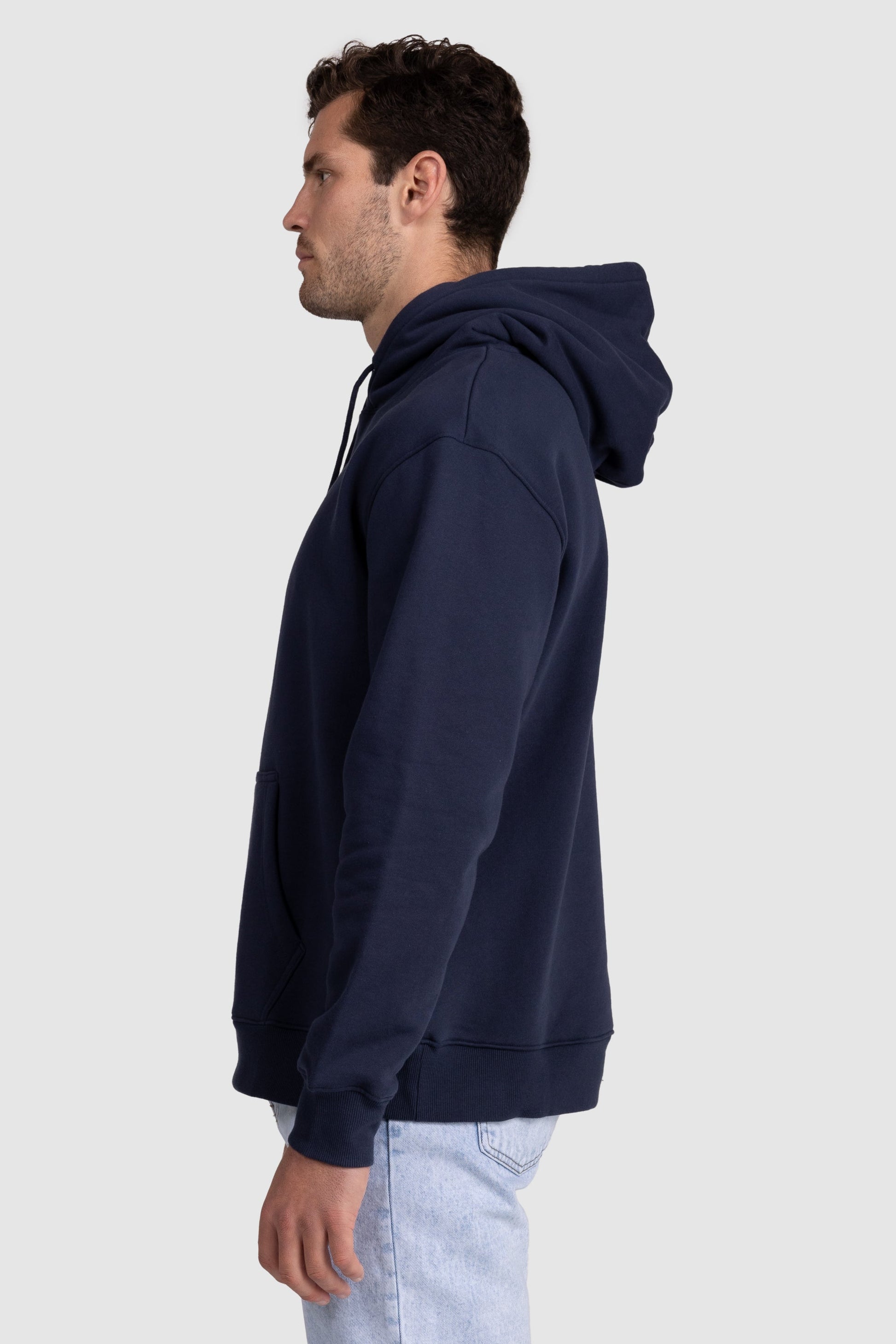 Unisex Fleece Drawstring Hoodie Navy