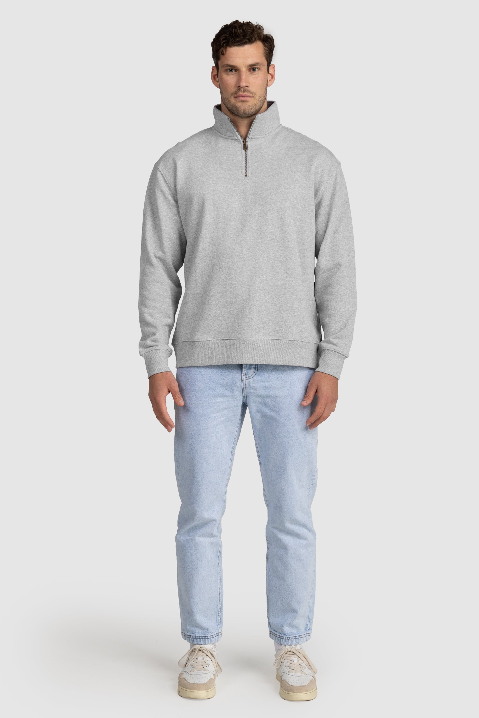 Unisex Quarter Zip Jumper Grey Marle
