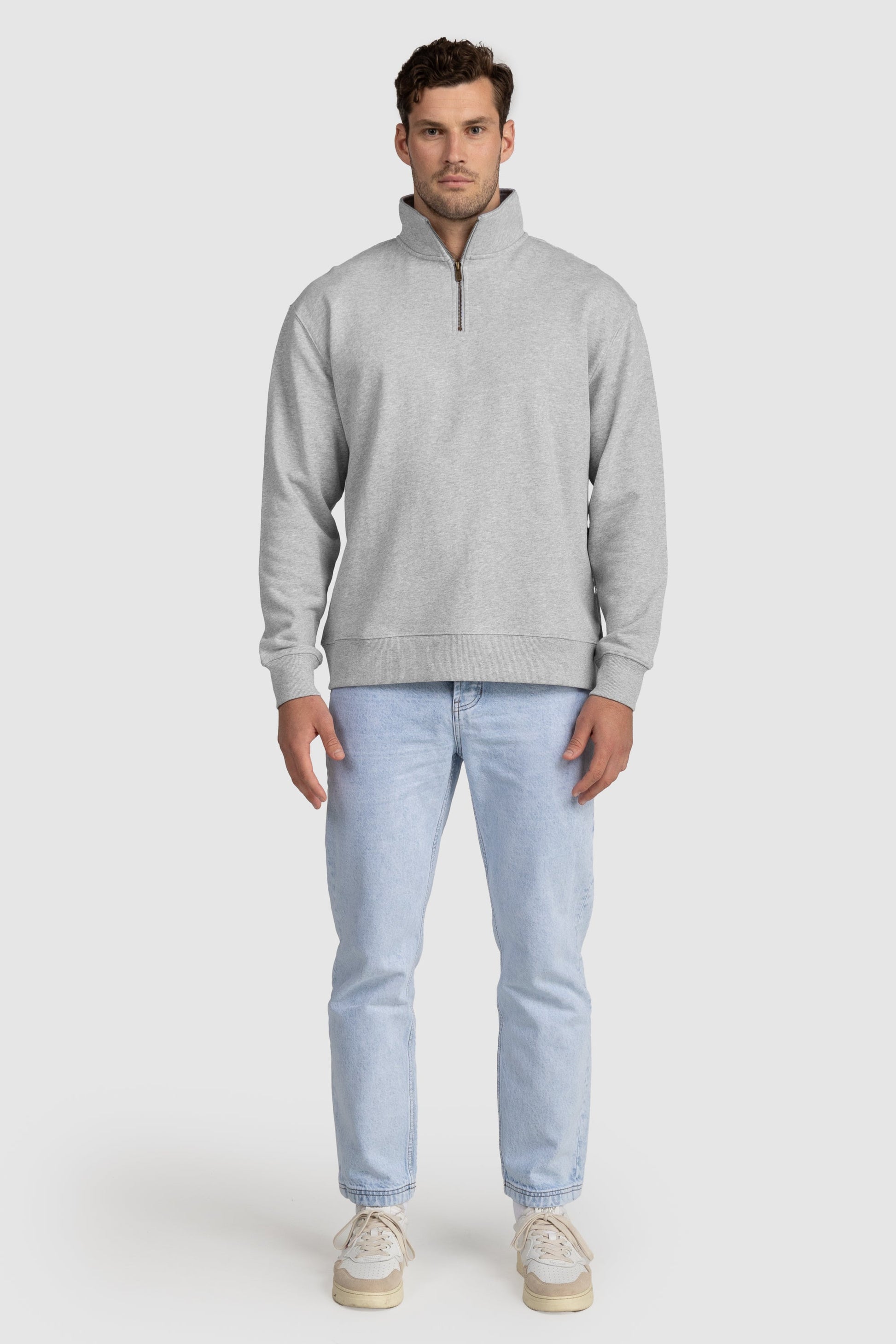 Unisex Quarter Zip Jumper Grey Marle