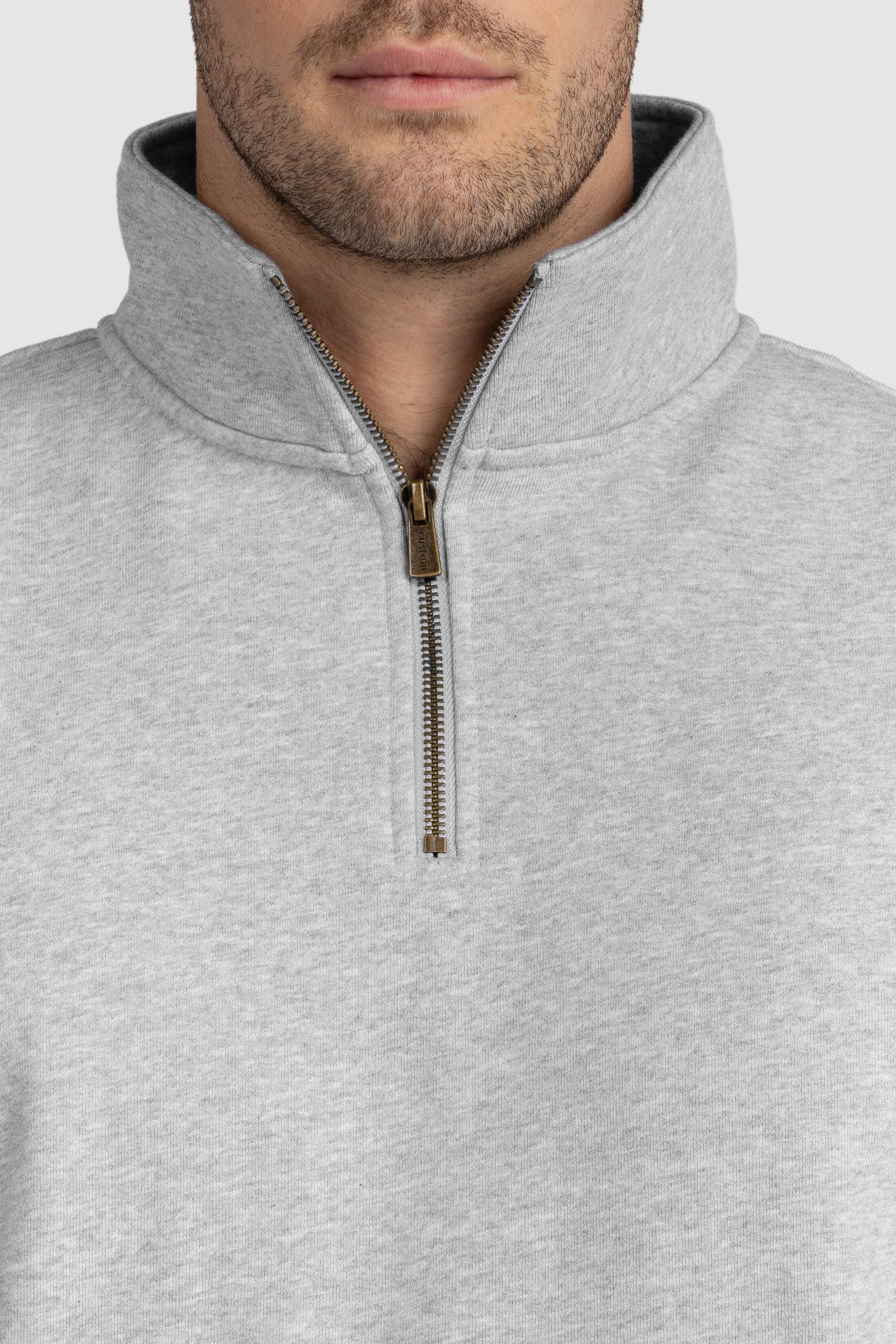 Unisex Quarter Zip Jumper Grey Marle