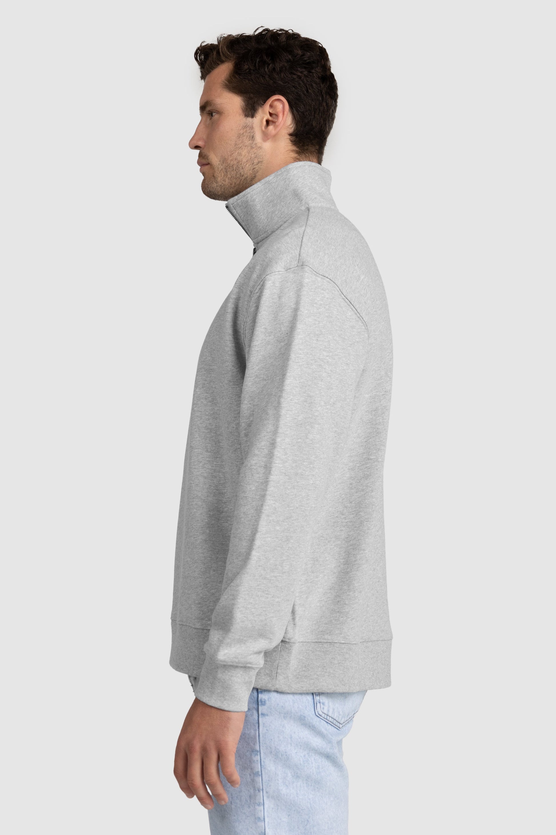 Unisex Quarter Zip Jumper Grey Marle