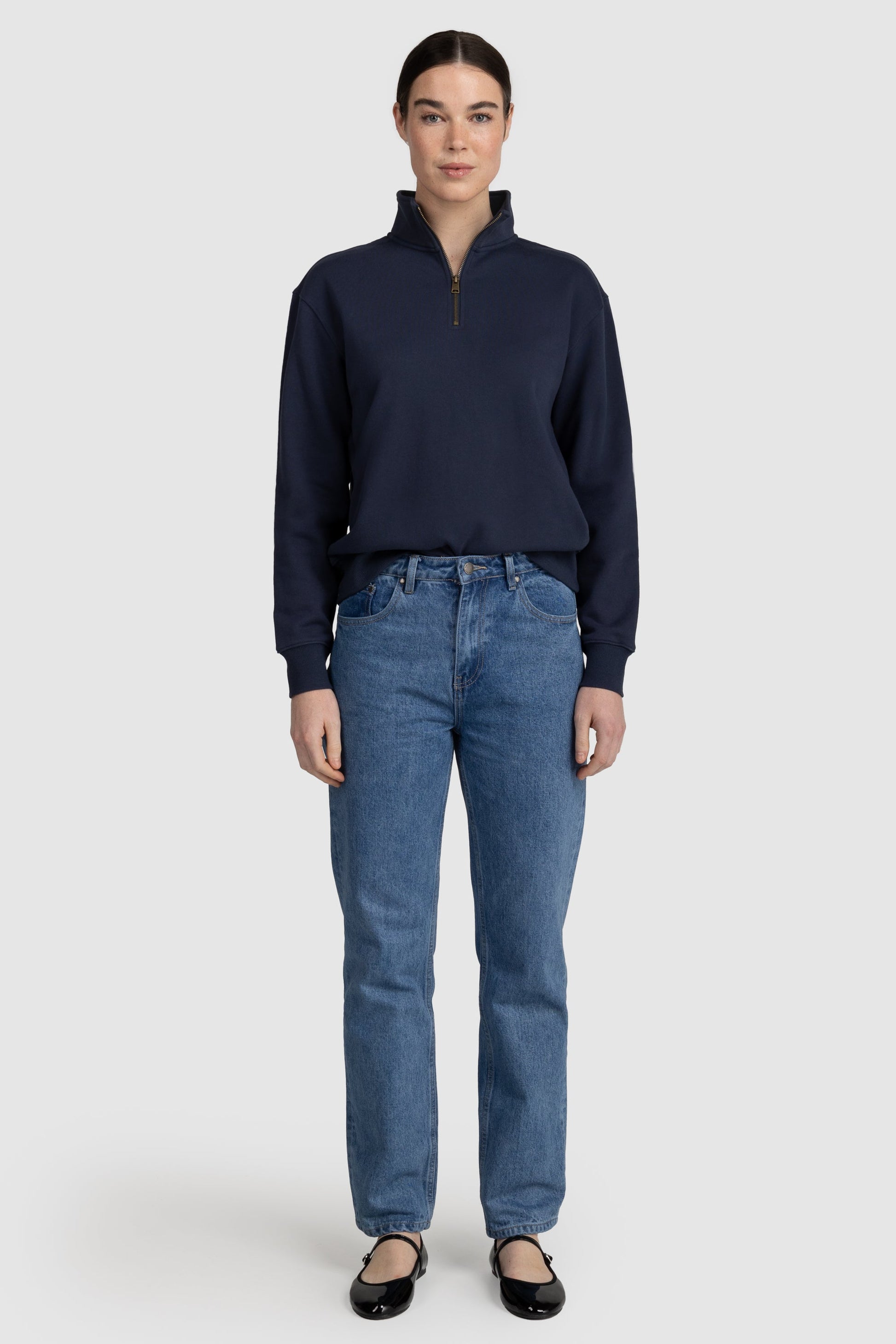 Unisex Quarter Zip Jumper Navy