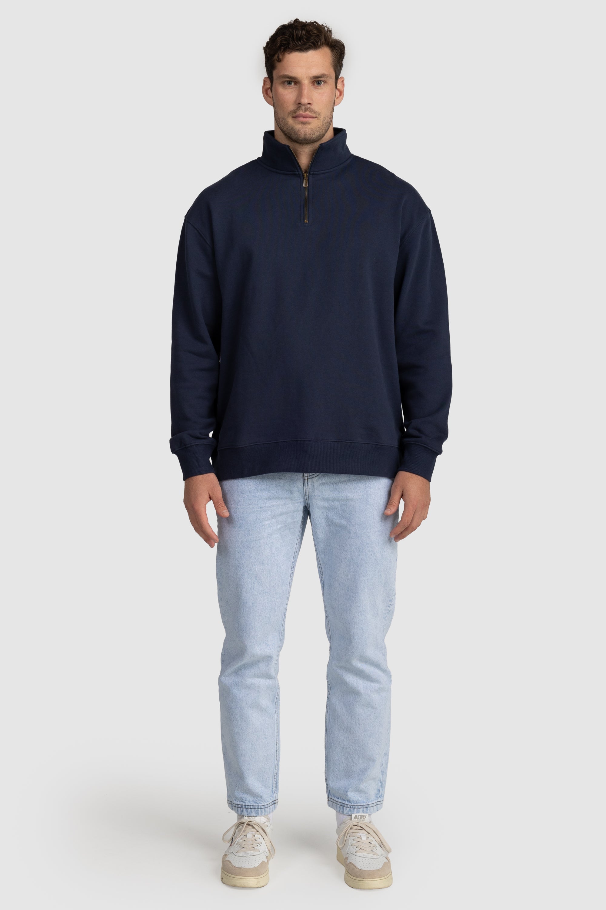 Unisex Quarter Zip Jumper Navy