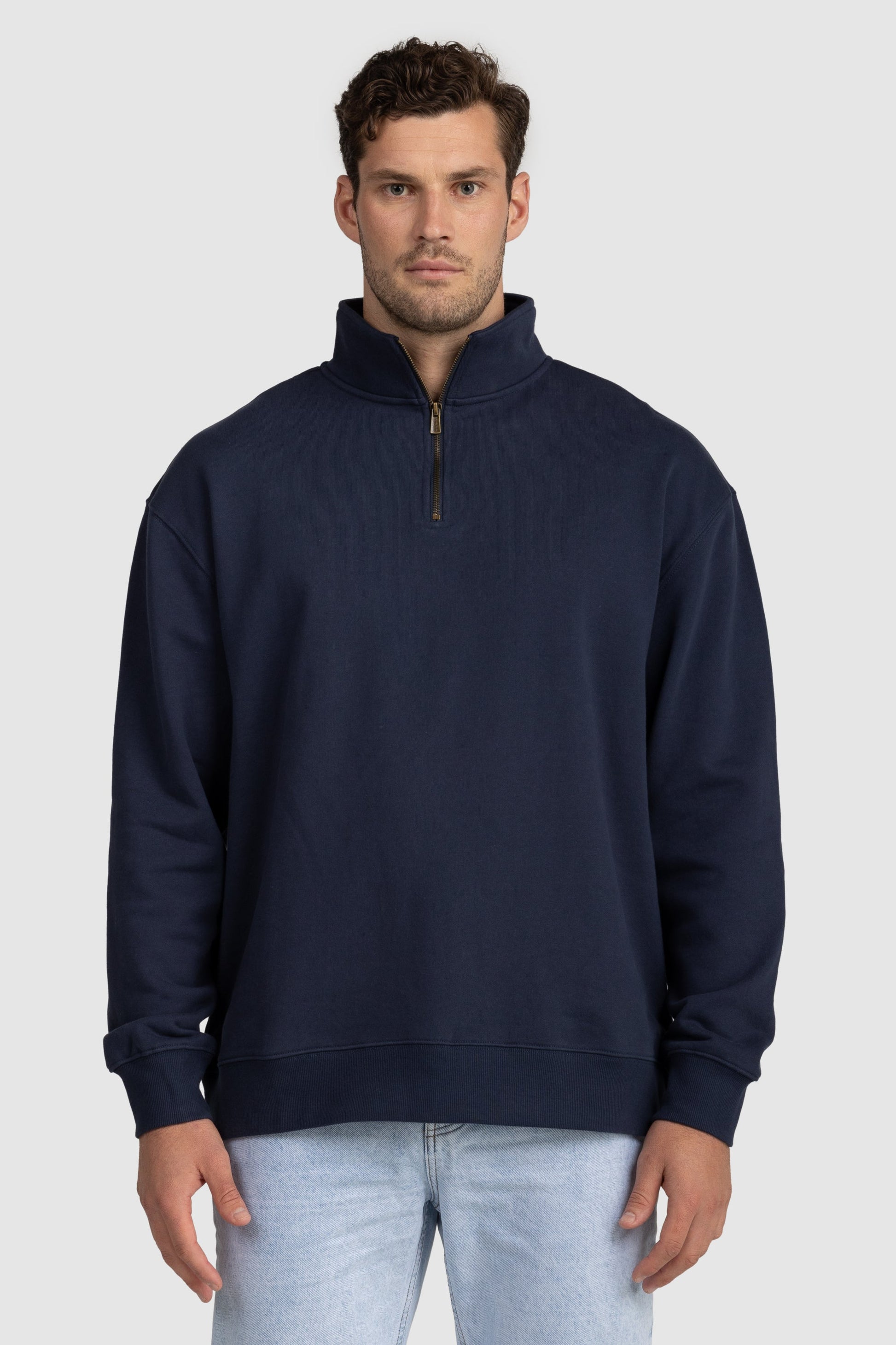 Unisex Quarter Zip Jumper Navy