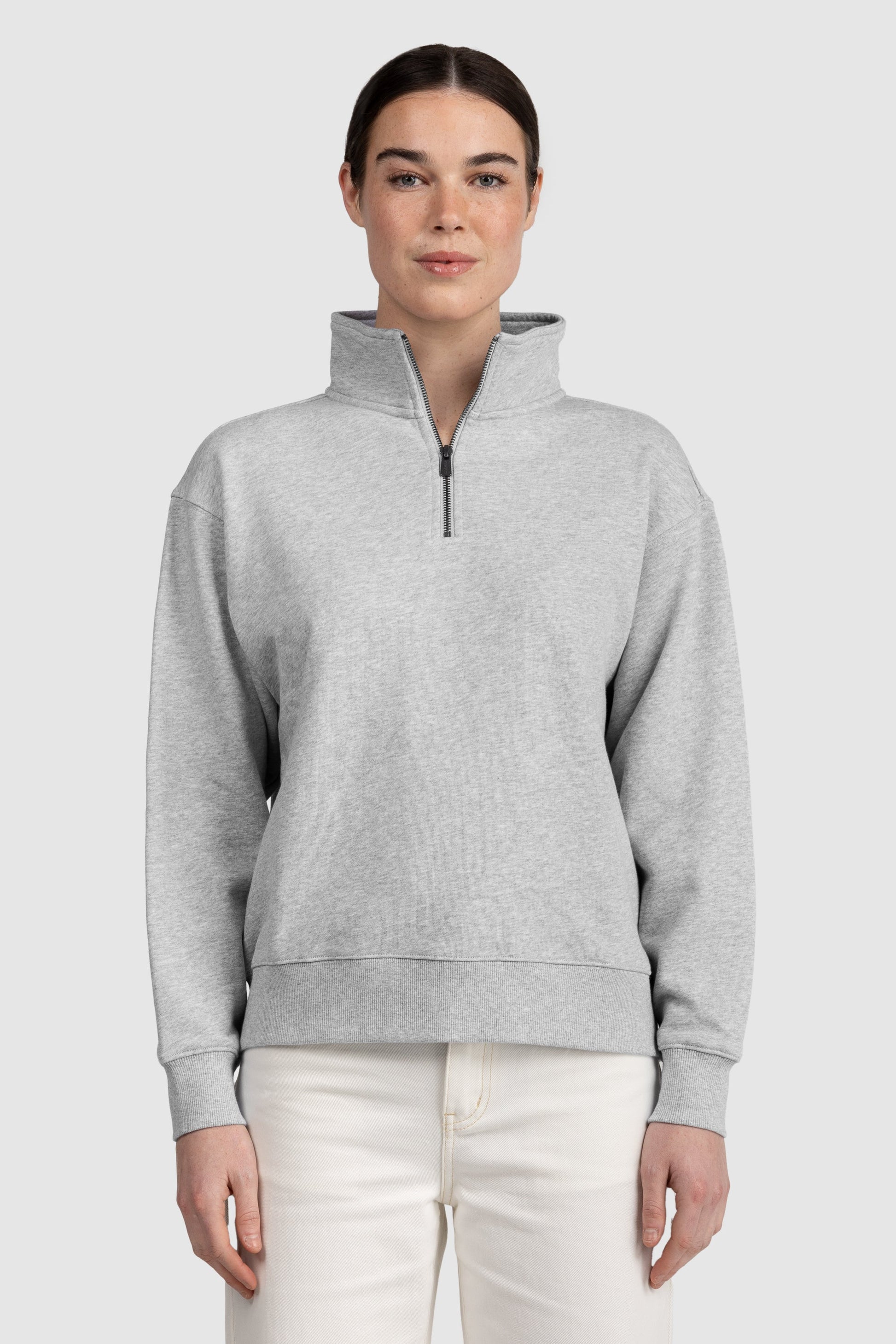 Womens Standard Quarter Zip Grey Marle