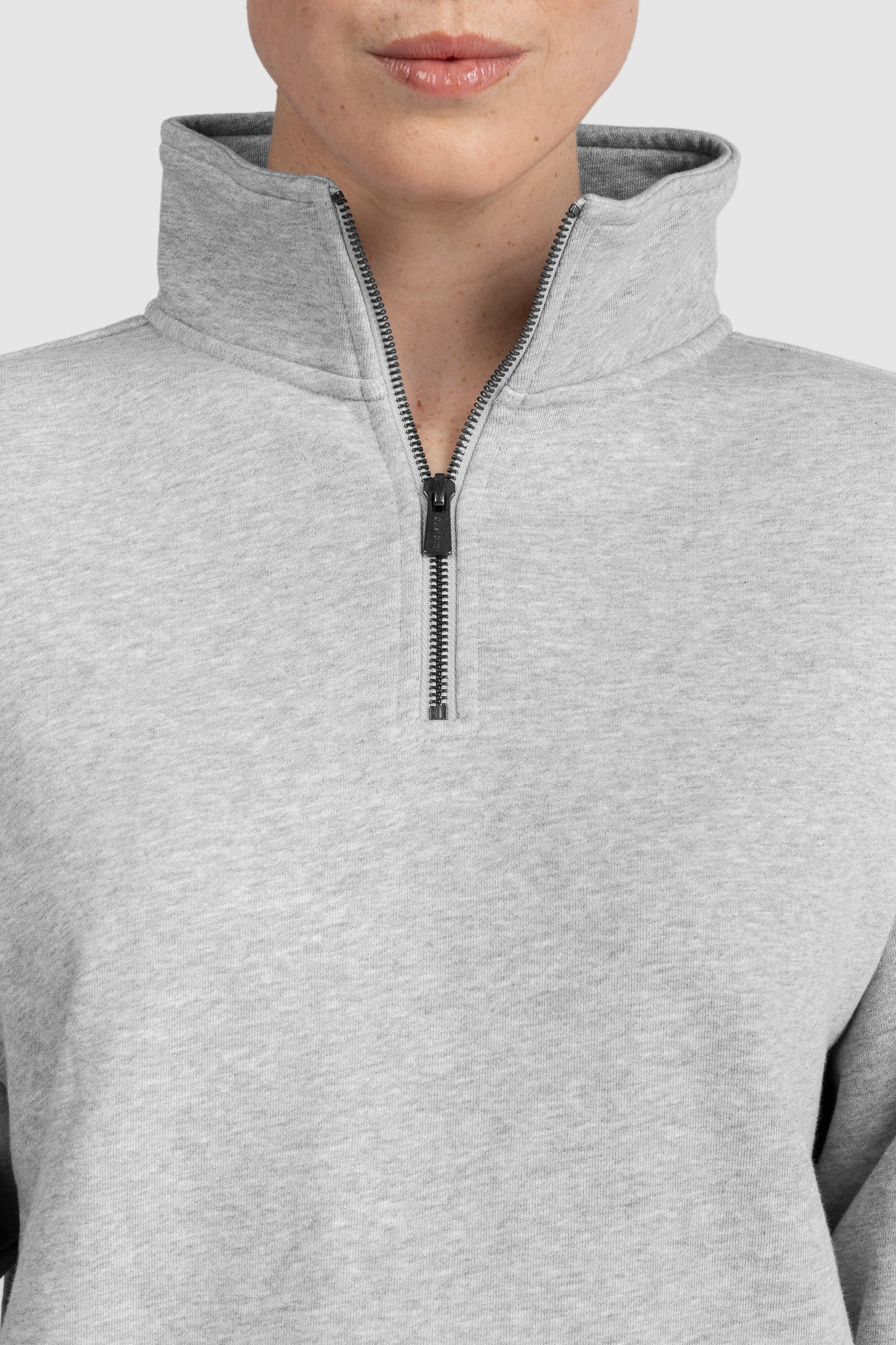 Womens Standard Quarter Zip Grey Marle