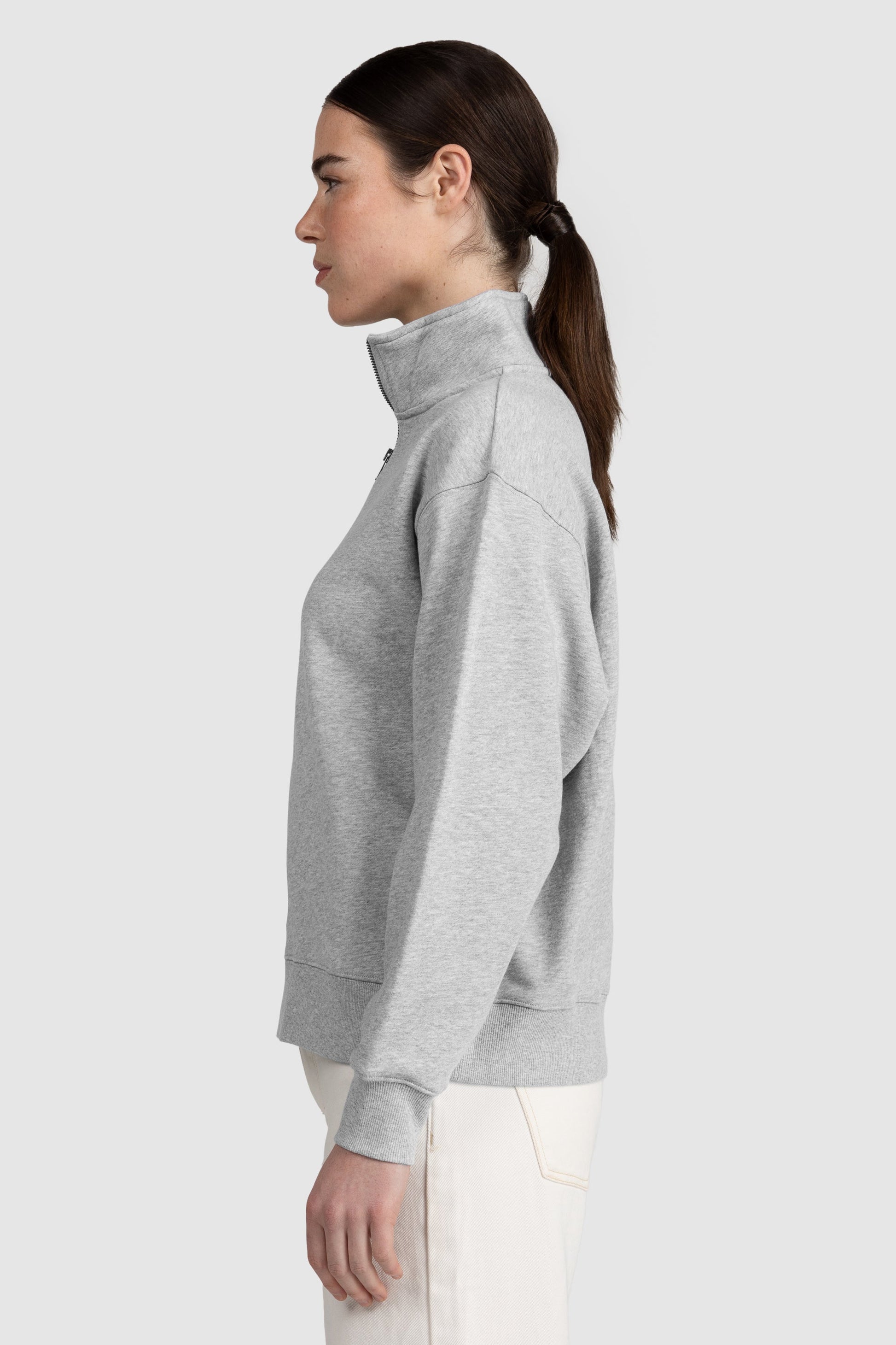 Womens Standard Quarter Zip Grey Marle