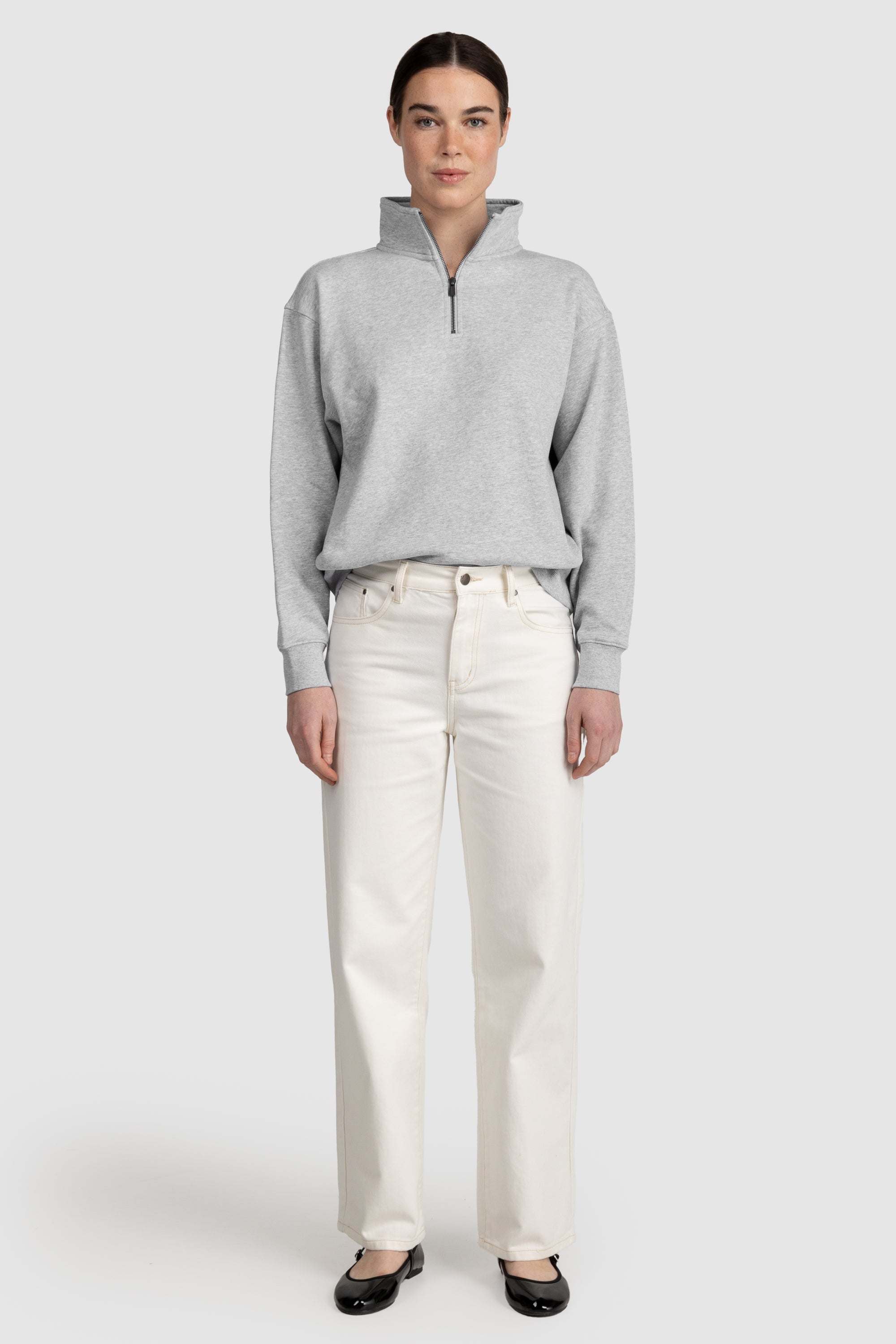 Womens Standard Quarter Zip Grey Marle