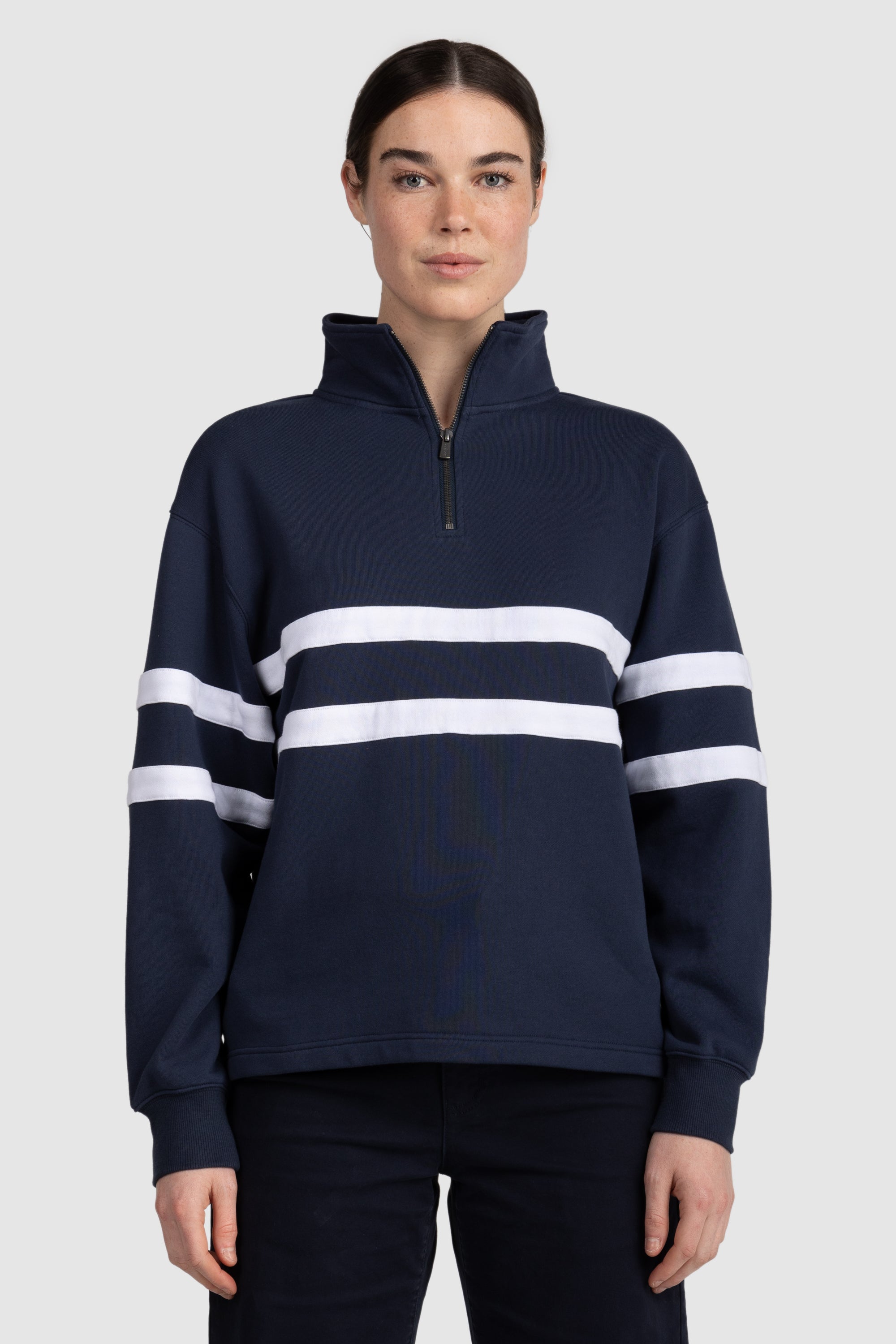 Womens Stripe Quarter Zip