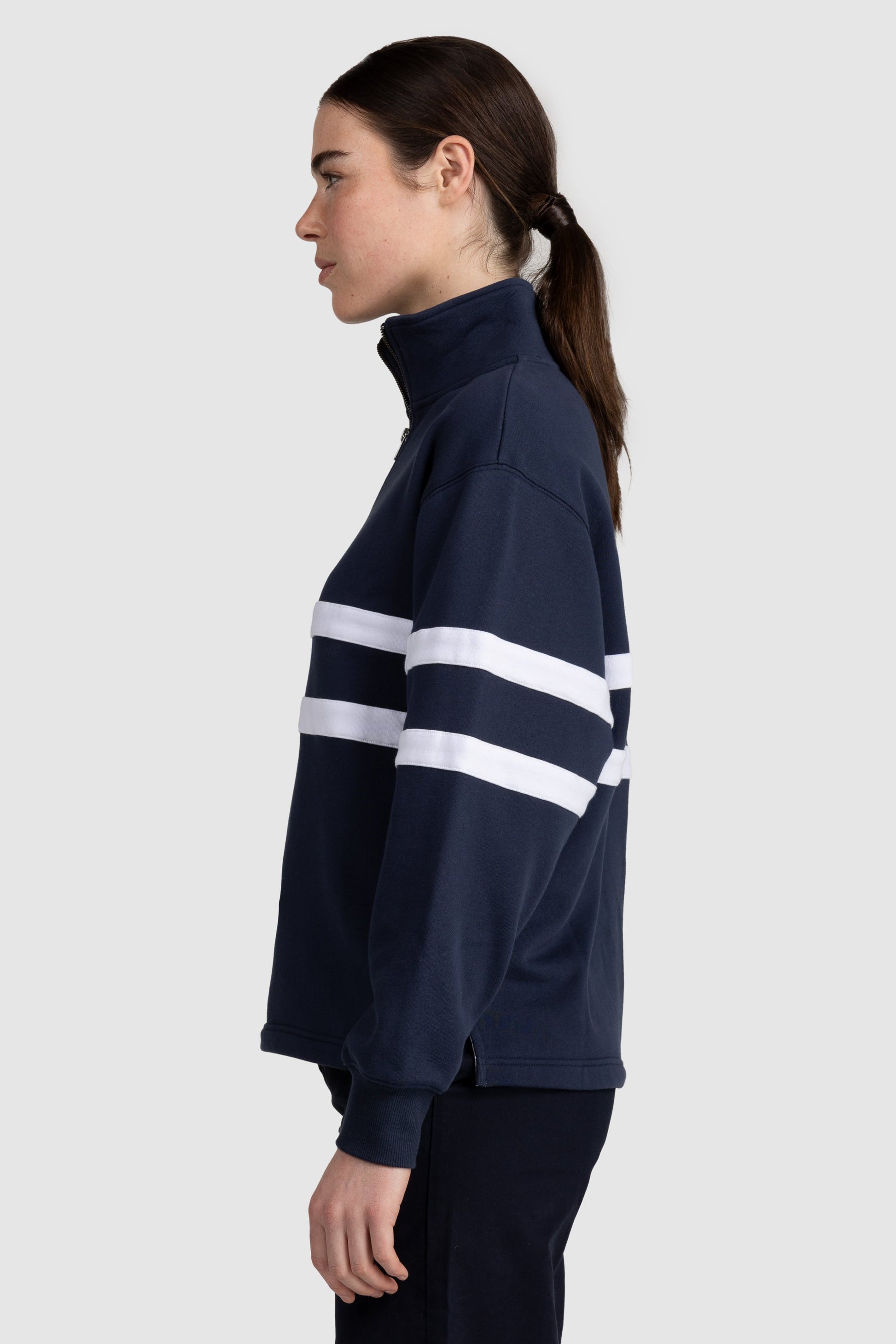 Womens Stripe Quarter Zip