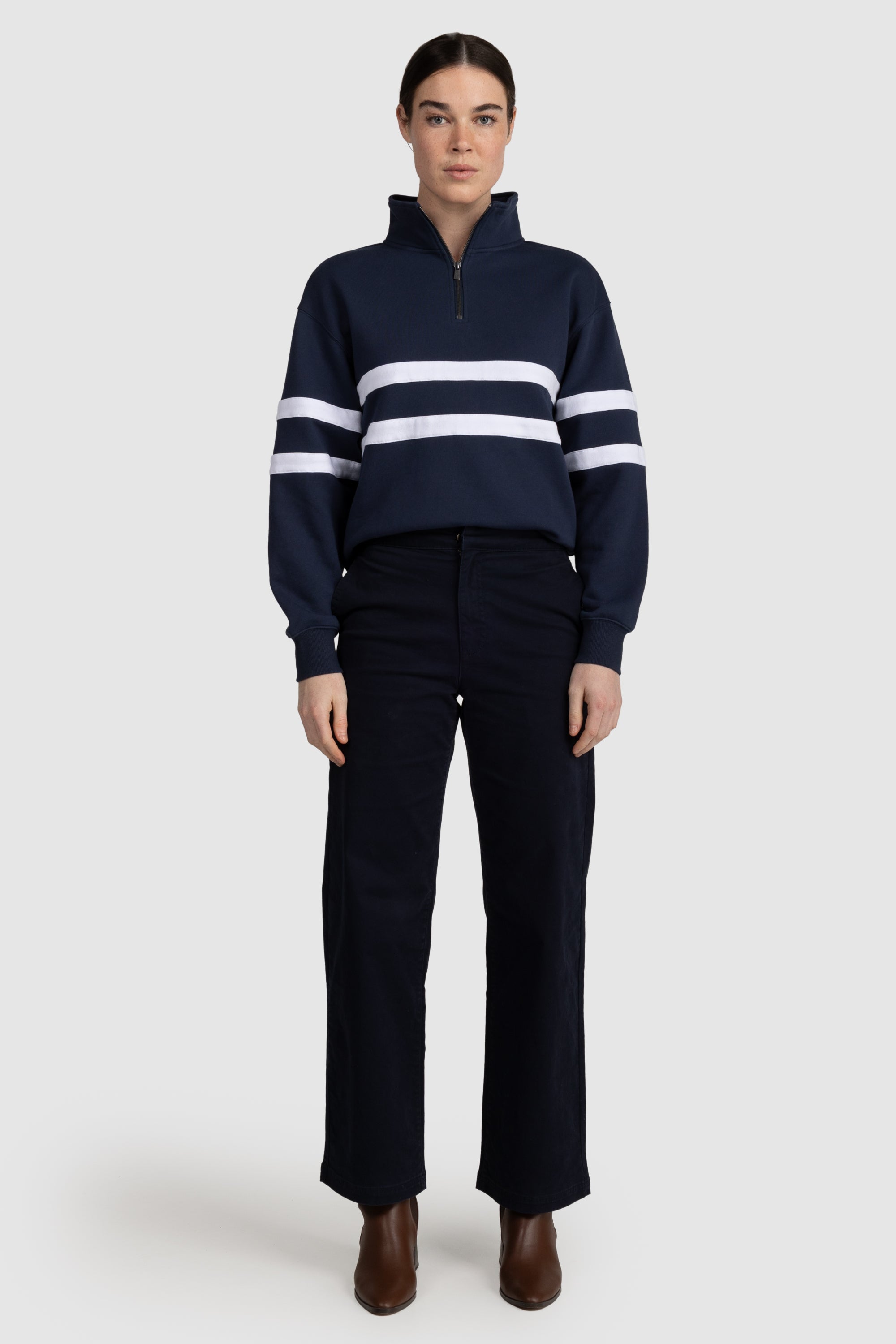 Womens Stripe Quarter Zip