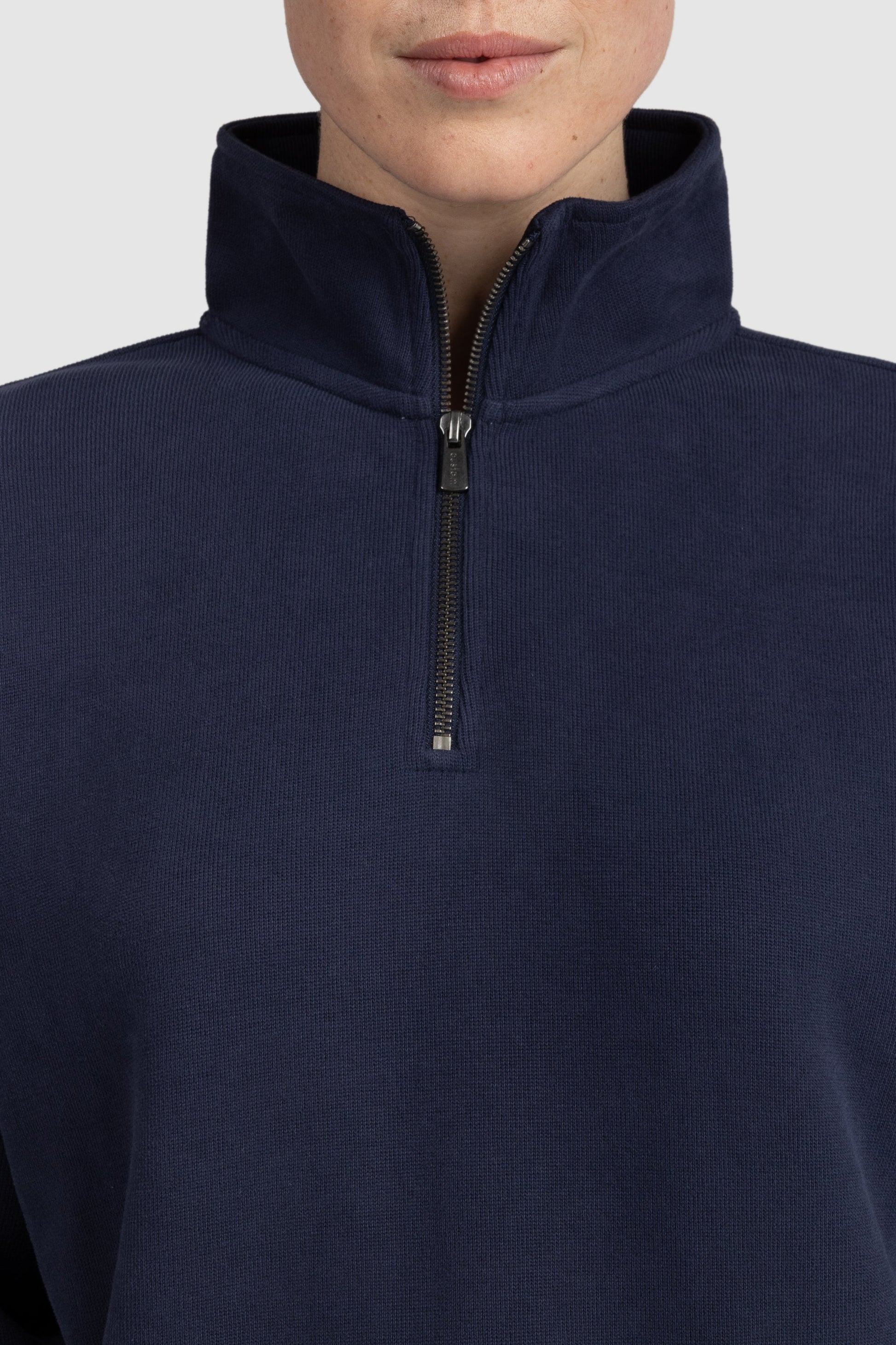 Womens Ribbed Quarter Zip Navy