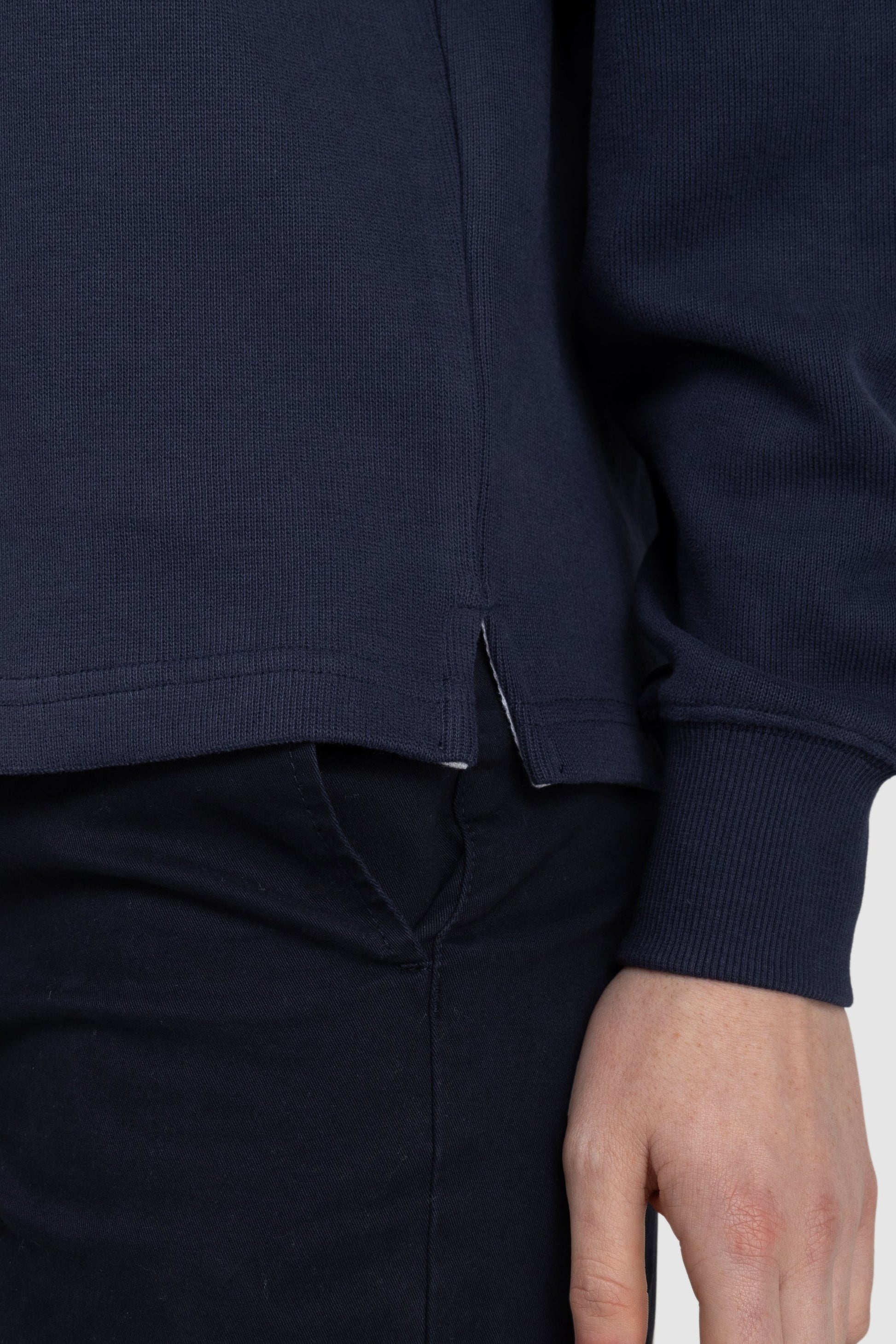 Womens Ribbed Quarter Zip Navy