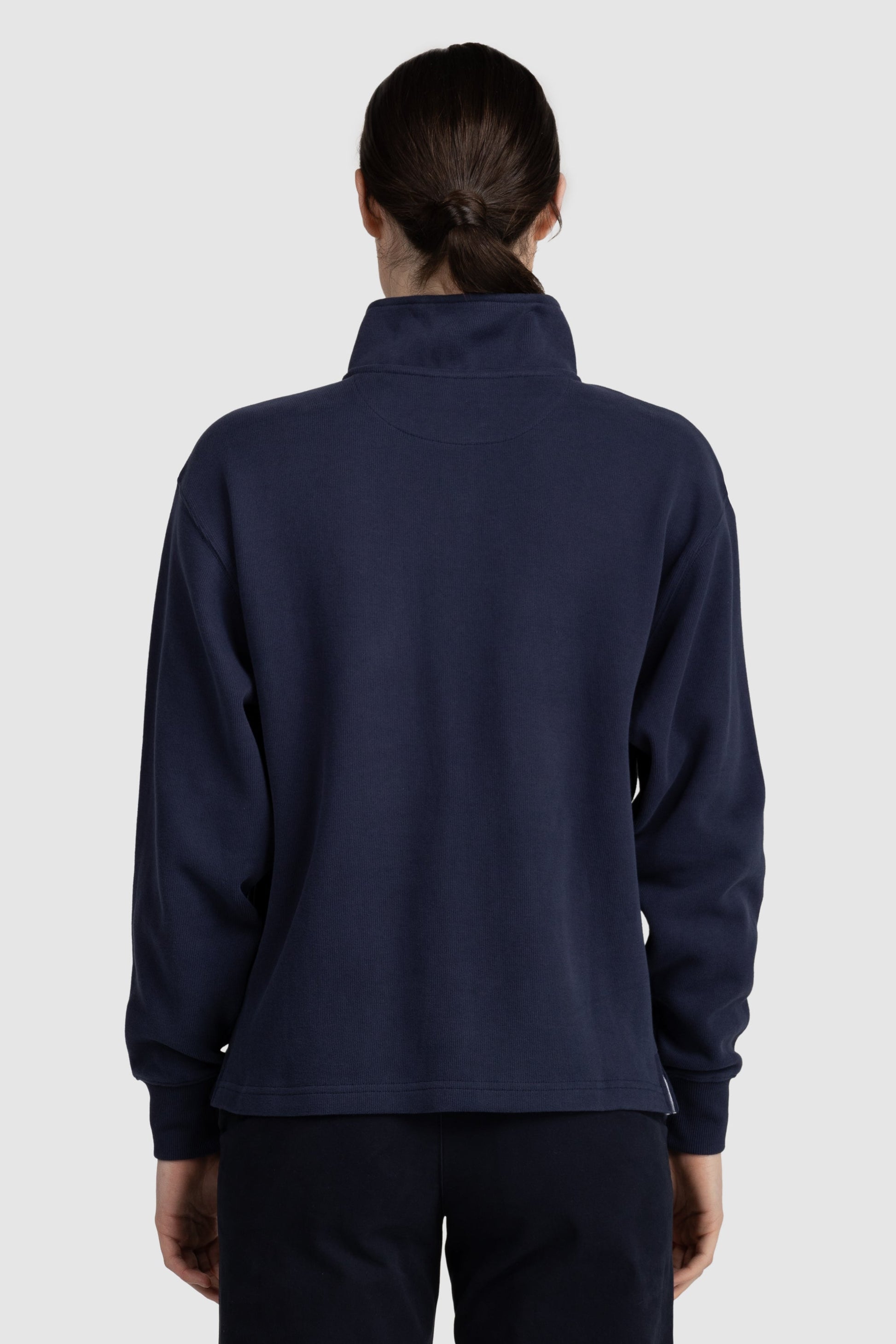 Womens Ribbed Quarter Zip Navy